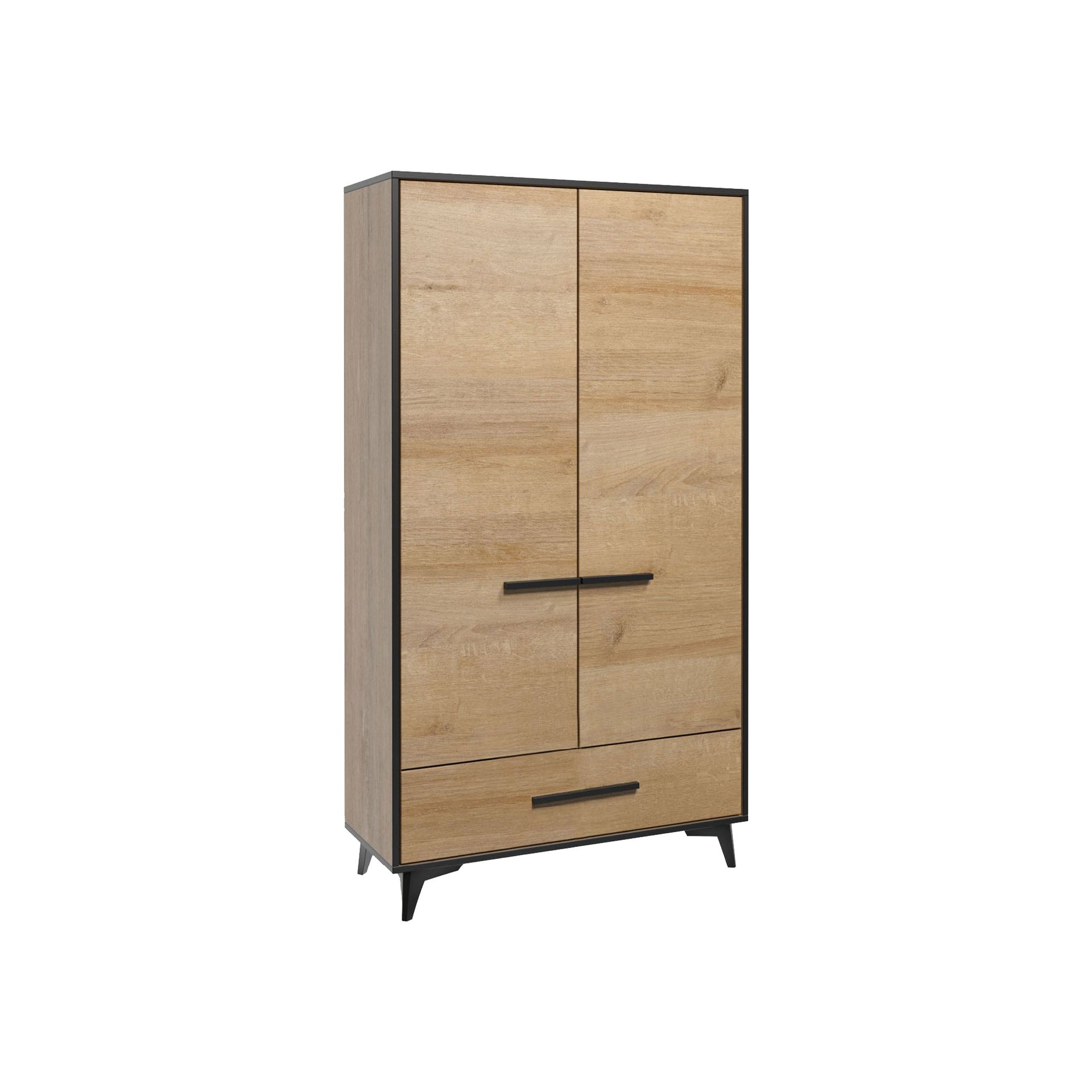 Szafa S2D1S Frida Sypialnia Dąb Riviera Gała Meble Dąb Riviera, Dąb Riviera, Czarny