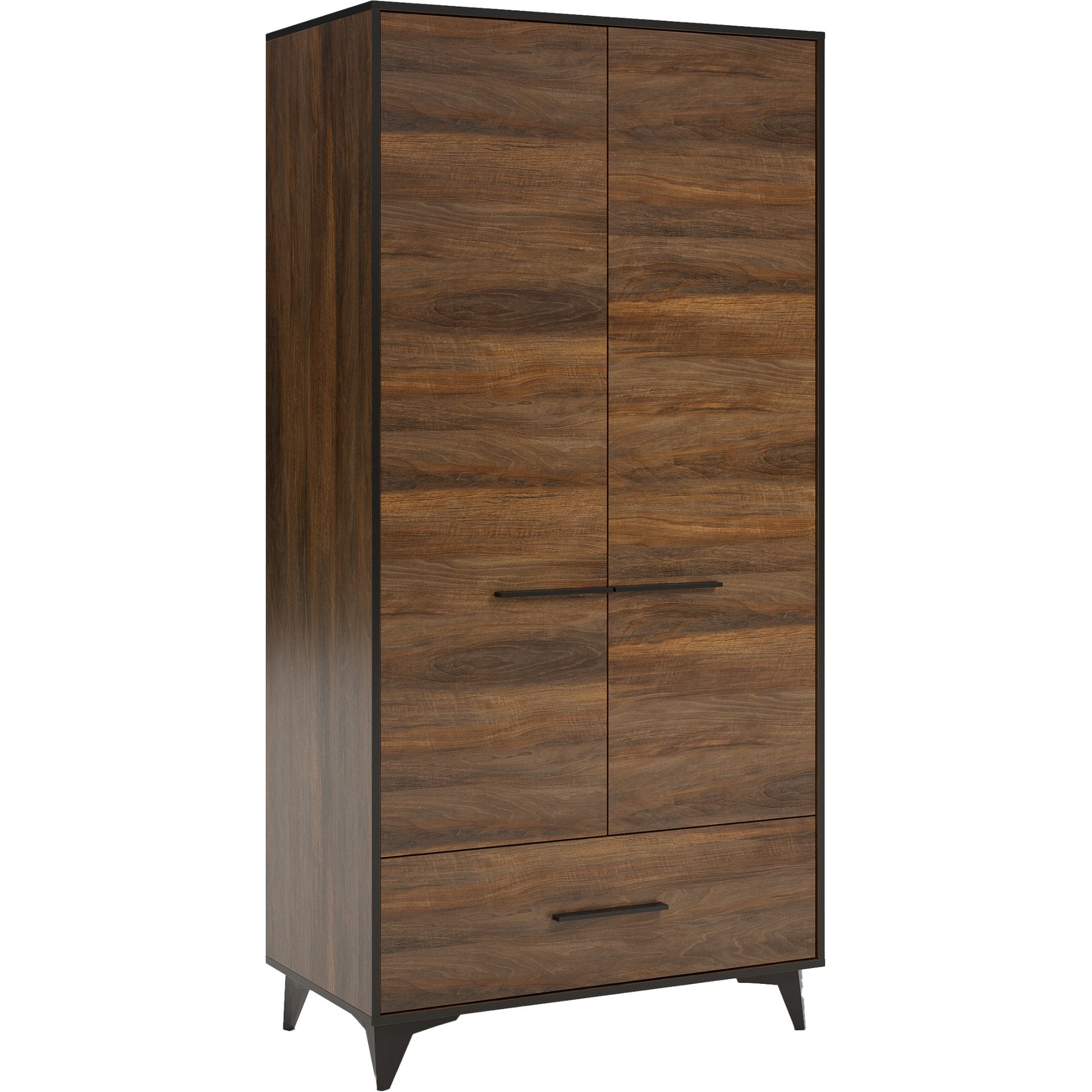 Szafa S2D1S Frida Sypialnia Walnut Gała Meble Shirin Walnut, Shirin Walnut, Czarny