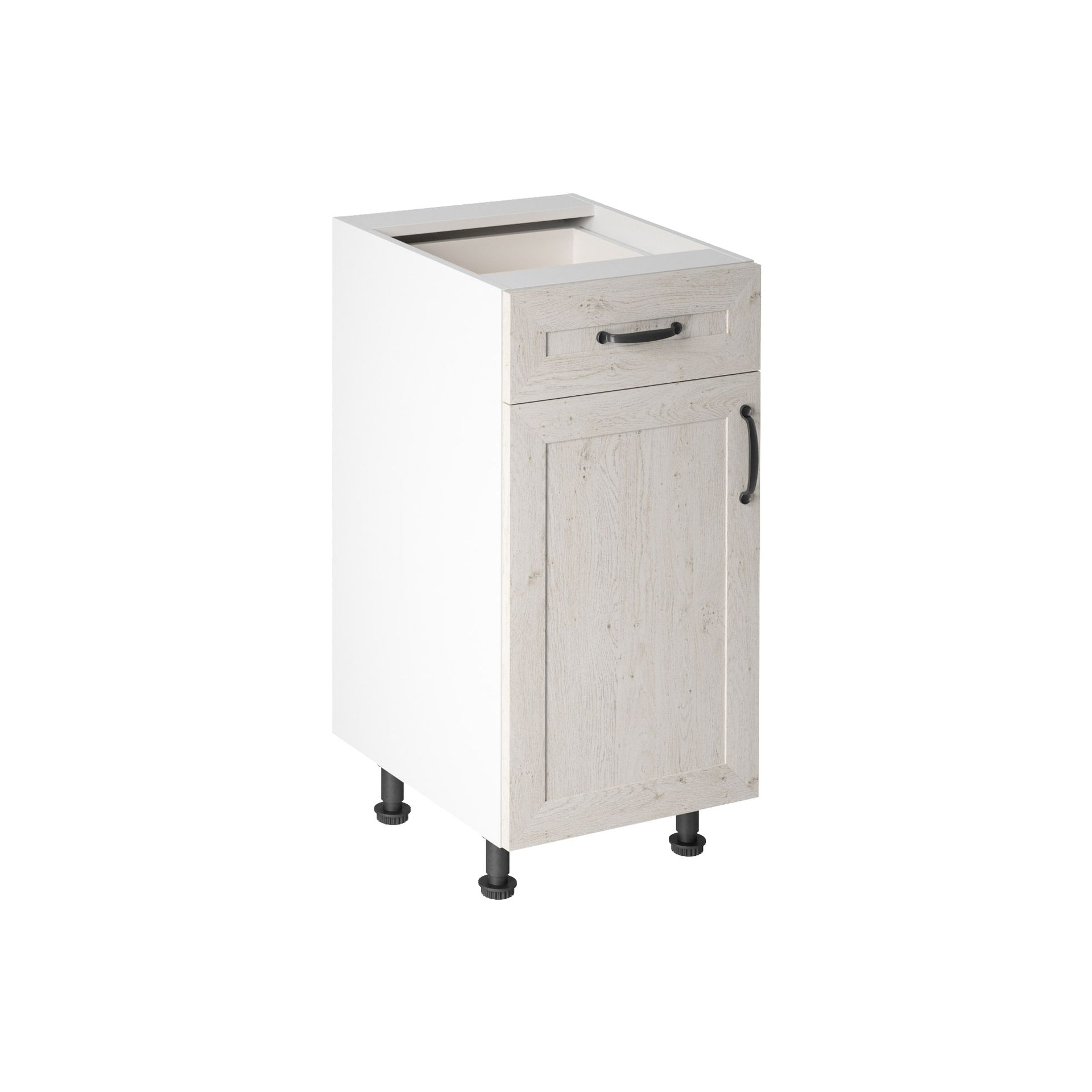 Szafka Dolna Stojąca 1 Drzwi 1 Szuflada D40S1 Lewa Royal Gała Meble Sosna Nordycka, Biały