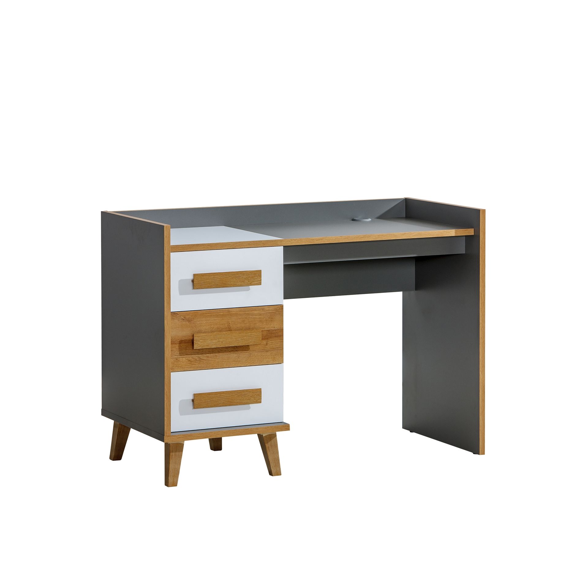 Biurko W8 Werso Dolmar Biały Brylantowy, Dąb Riviera, Antracyt