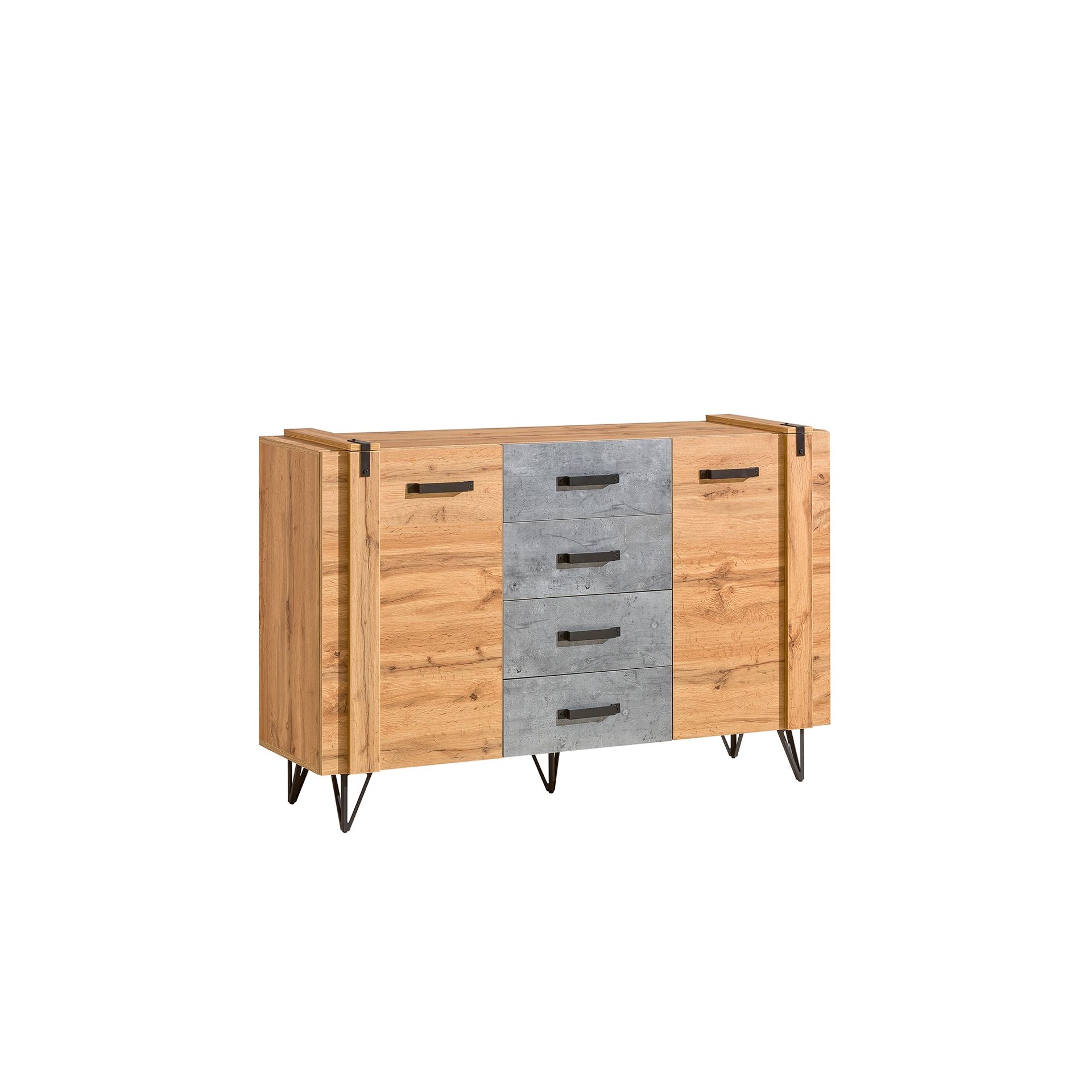 Komoda LO5 Lofter Dolmar Dąb Wotan, Beton Millenium