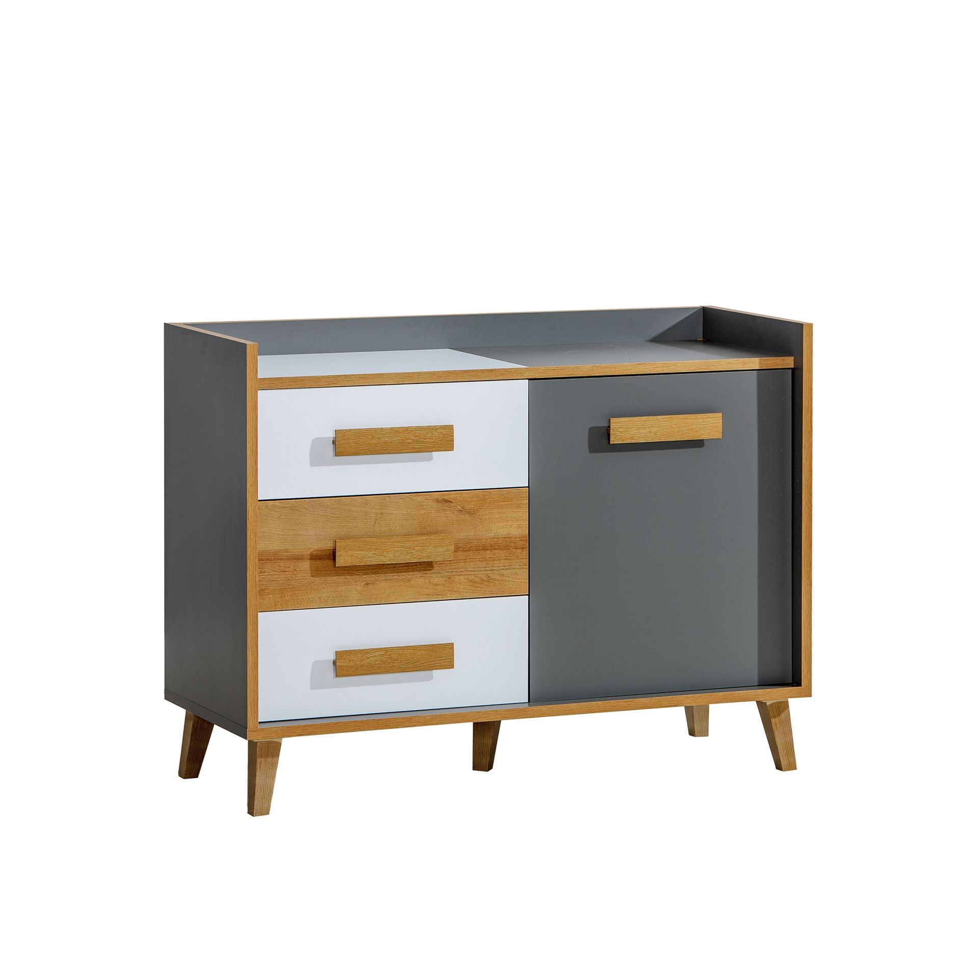Komoda W6 Werso Dolmar Biały Brylantowy, Antracyt, Dąb Riviera