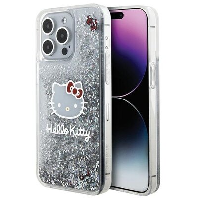 Etui HELLO KITTY Liquid Glitter Charms do Apple iPhone 15 Pro Max Srebrny