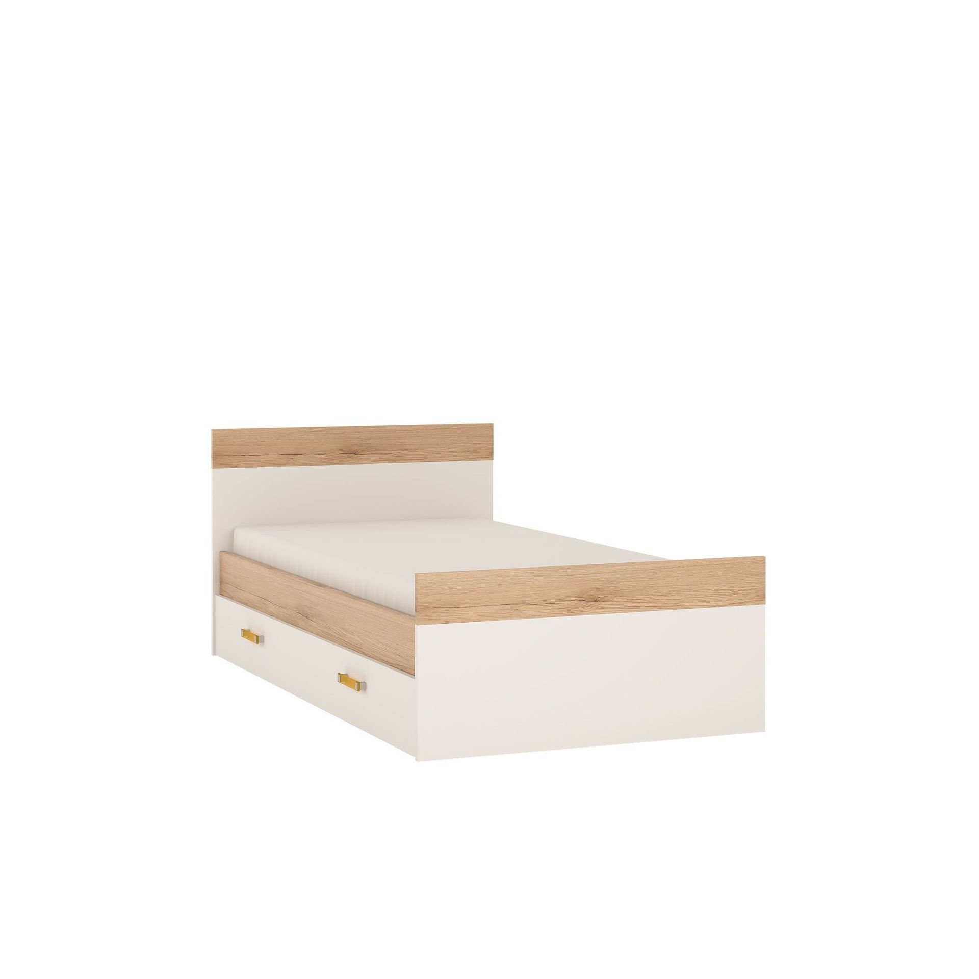 Łóżko 90 x 200 z Wysuwanym Materacem Typ 90 Amazon Meble Wójcik Biały Alpejski, Dąb San Remo