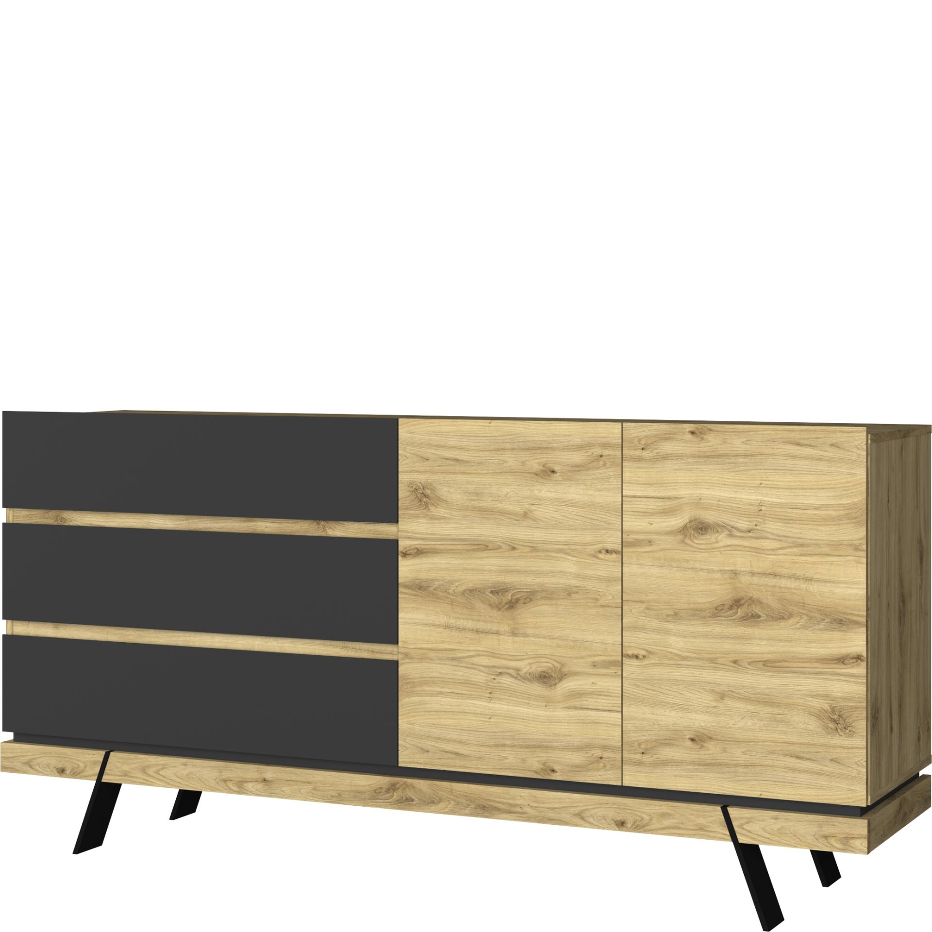 Komoda 2D3S Street Mebel Bos Dąb Navarra, Czarny