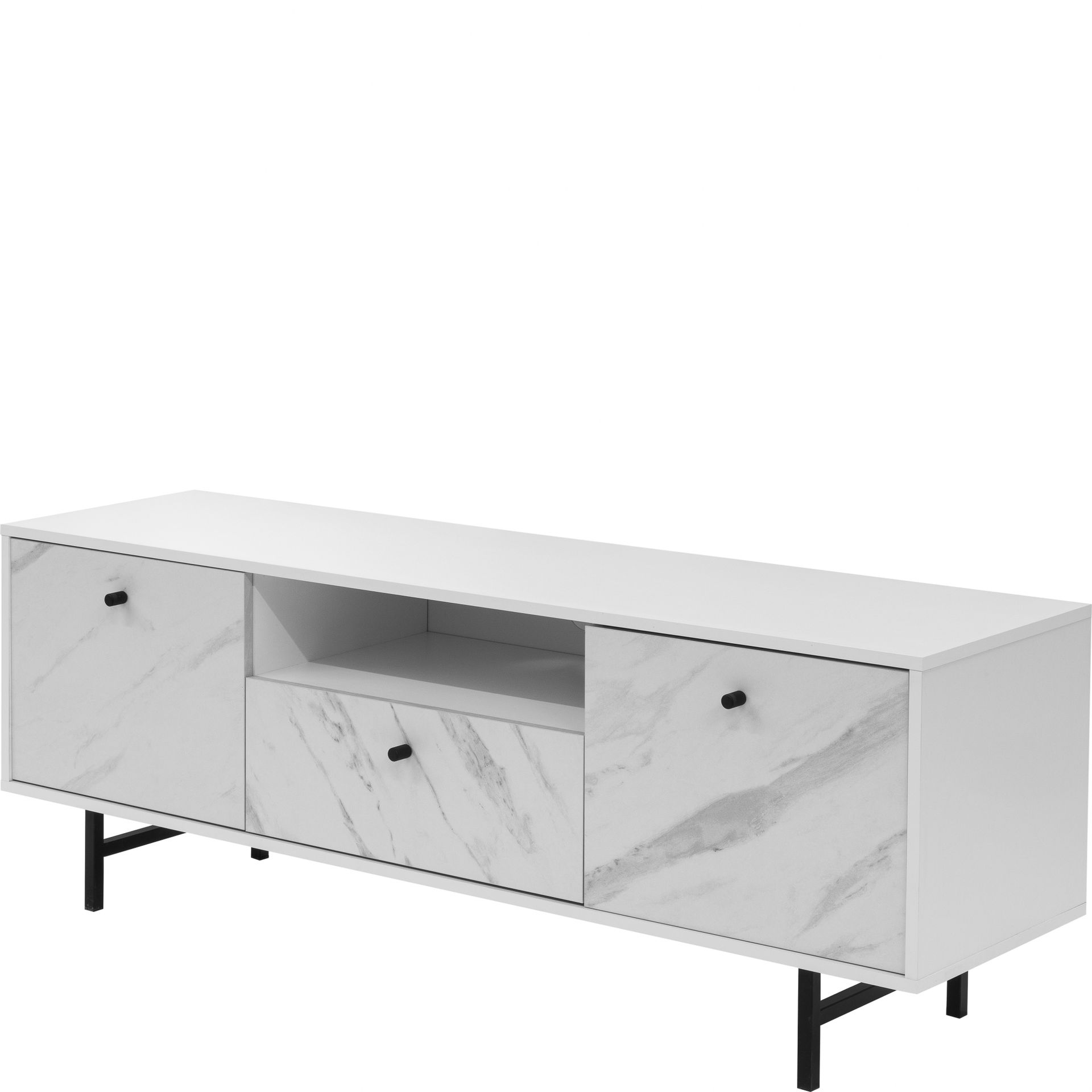Szafka RTV VR-03 Veroli GIB Meble Czarny Mat / Czarny Marmur