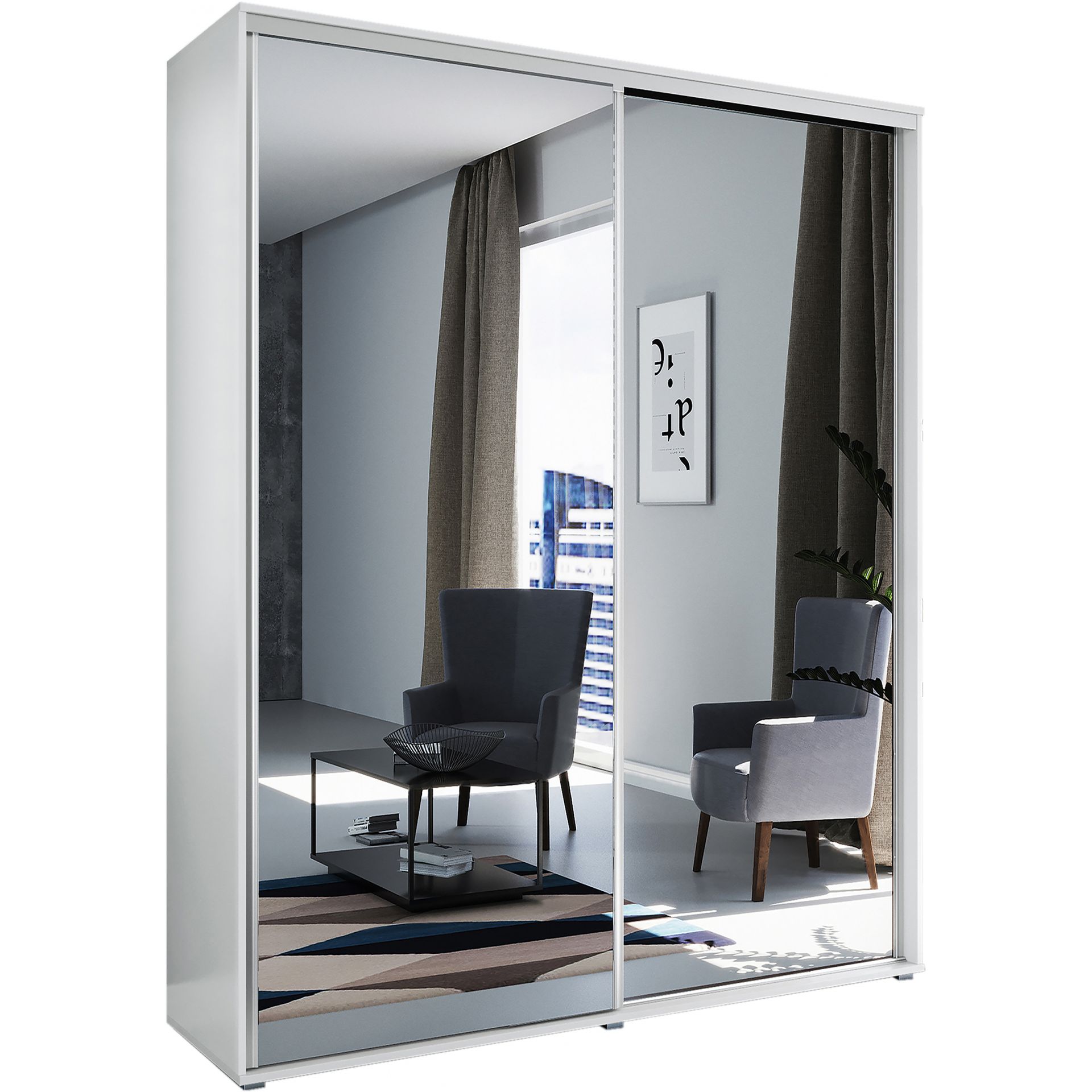 Szafa Przesuwna 150 z Lustrem A1 Skąpski Meble Craft Złoty, Biały, 245 cm