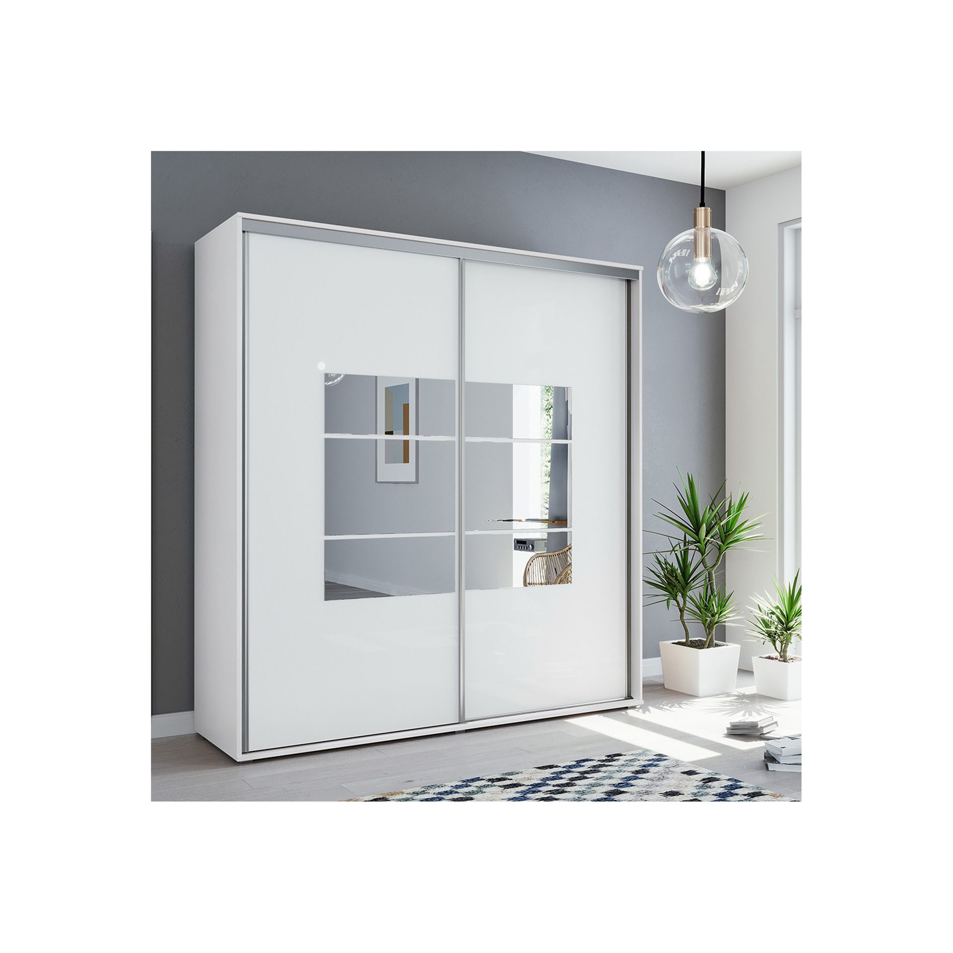 Szafa Przesuwna 100 A2 Skąpski Meble Sonoma, Biały, 215 cm