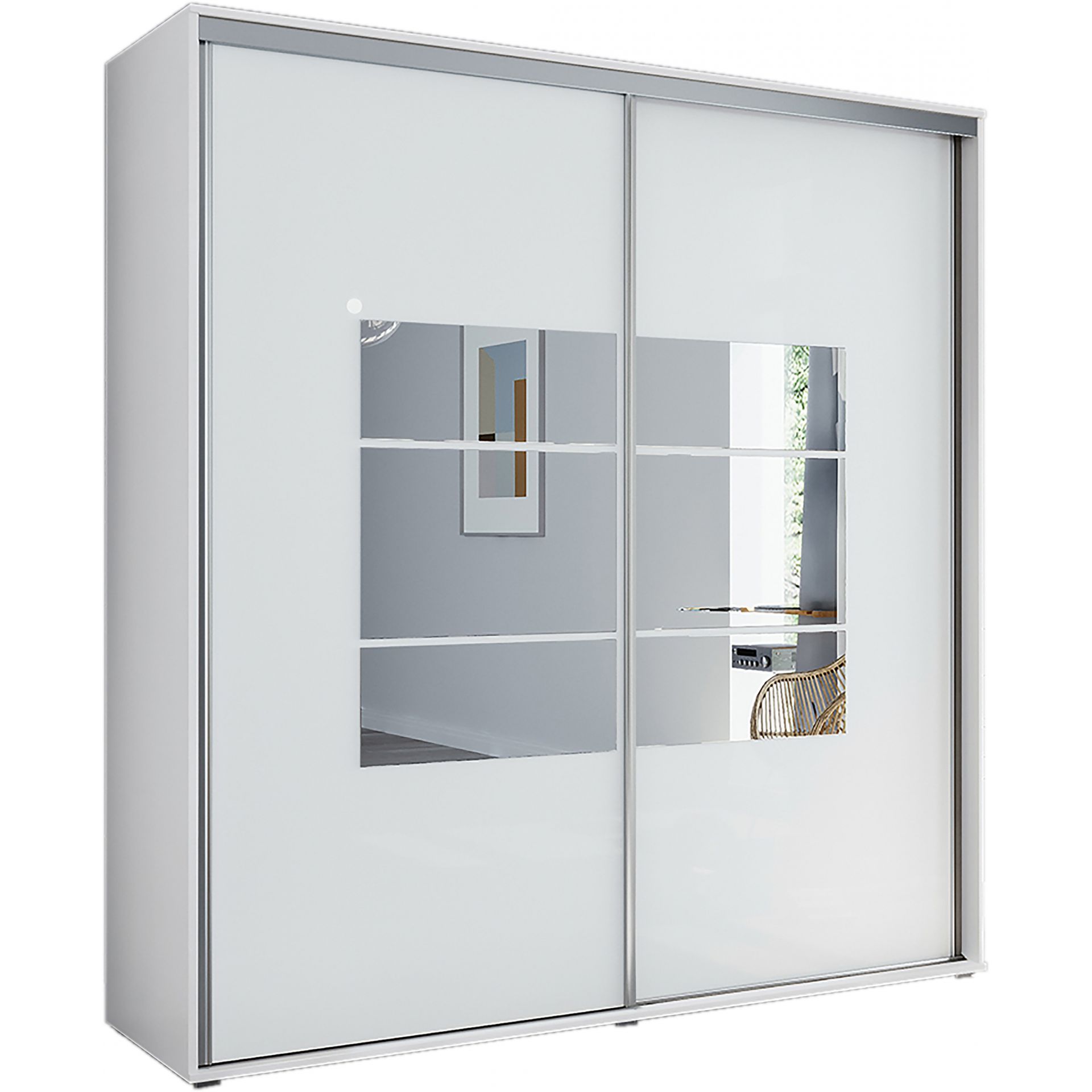 Szafa Przesuwna 175 A2 Skąpski Meble Biały, Biały, 245 cm