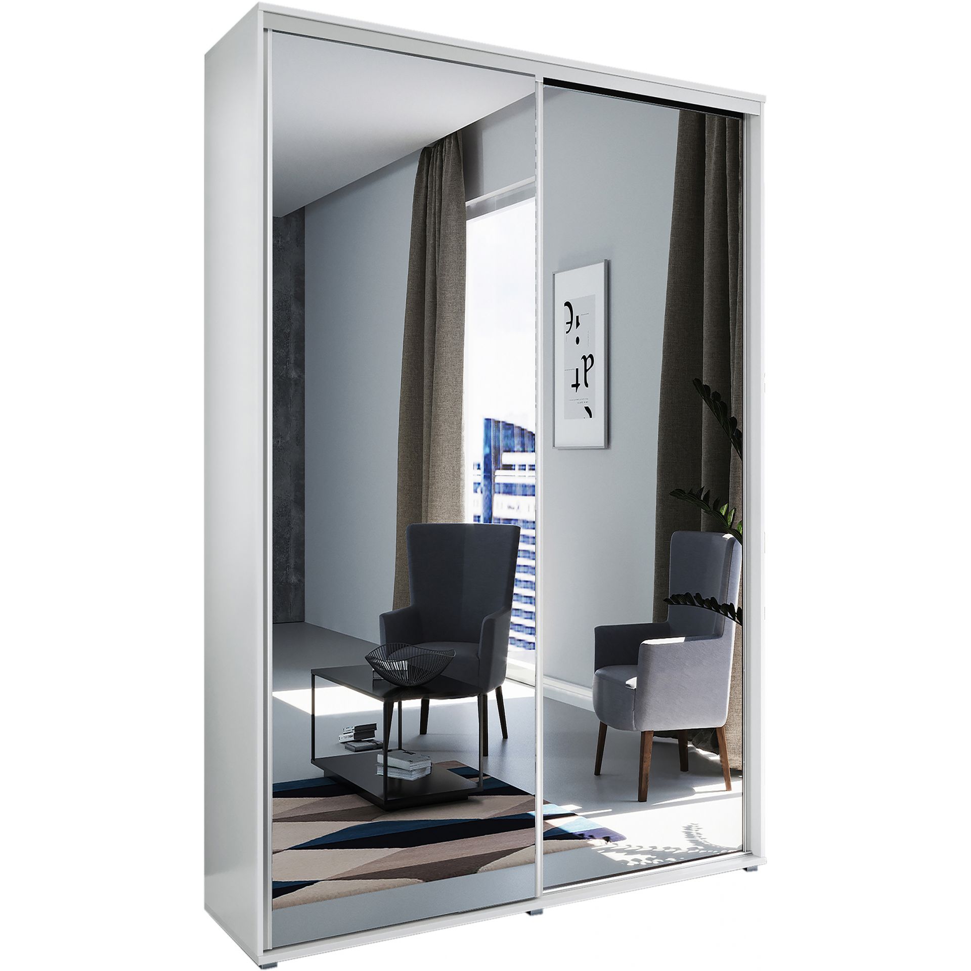 Szafa Przesuwna 125 z Lustrem A1 Skąpski Meble Craft Złoty, Biały, 245 cm