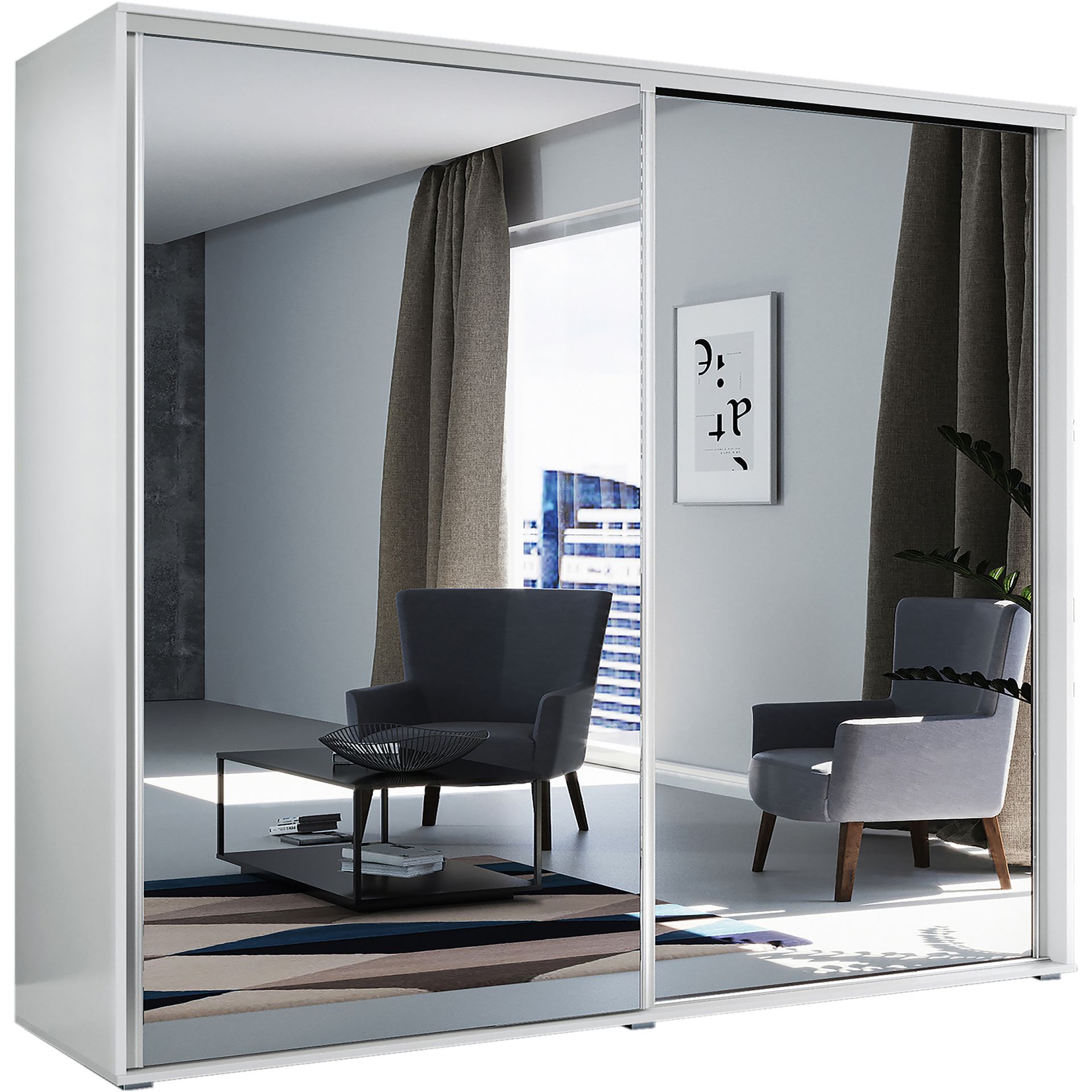 Szafa Przesuwna 230 z Lustrem A1 Skąpski Meble Craft Złoty, Craft Złoty, 245 cm