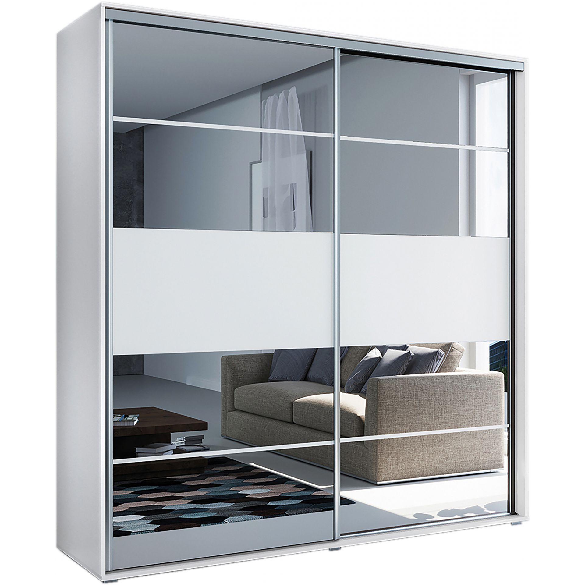 Szafa Przesuwna 175 z Lustrem A6 Skąpski Meble Biały, Craft Złoty, 245 cm