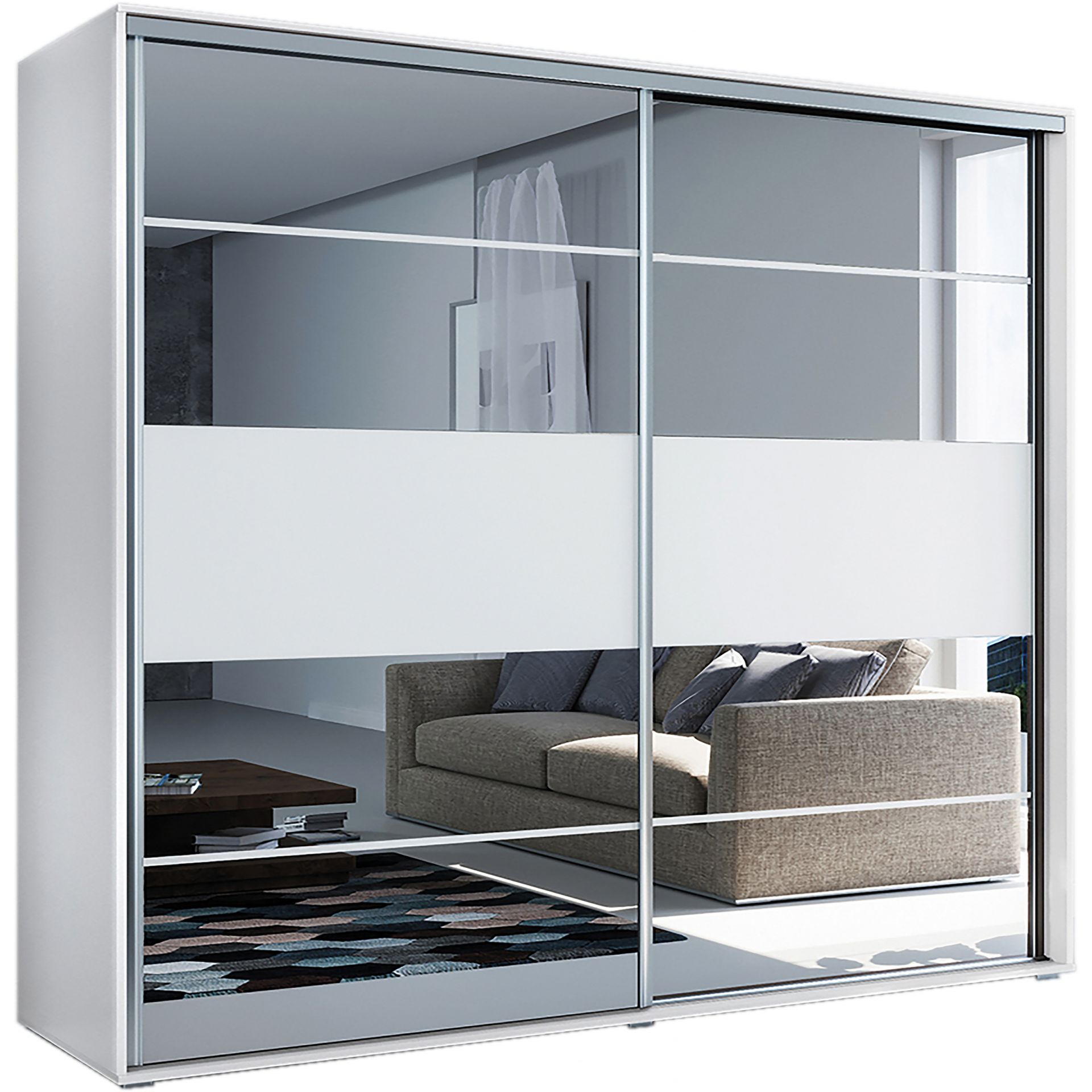 Szafa Przesuwna 230 z Lustrem A6 Skąpski Meble Biały, Craft Złoty, 245 cm