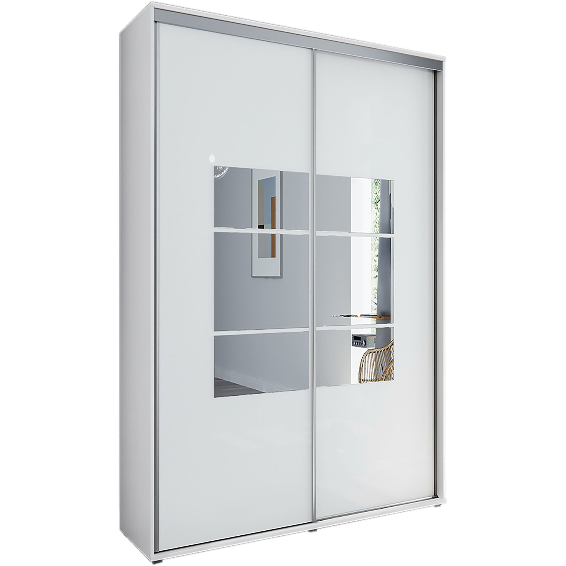 Szafa Przesuwna 125 A2 Skąpski Meble Sonoma, Biały, 215 cm