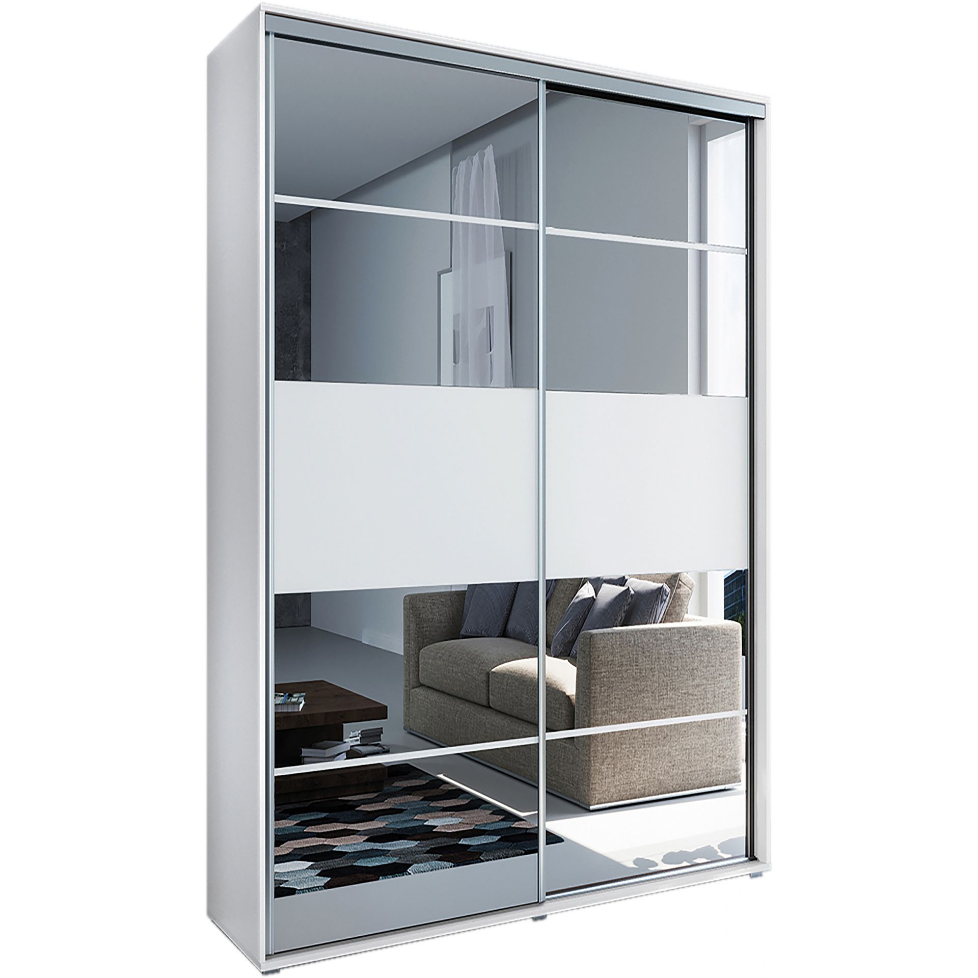 Szafa Przesuwna 125 z Lustrem A6 Skąpski Meble Craft Złoty, Biały, 245 cm