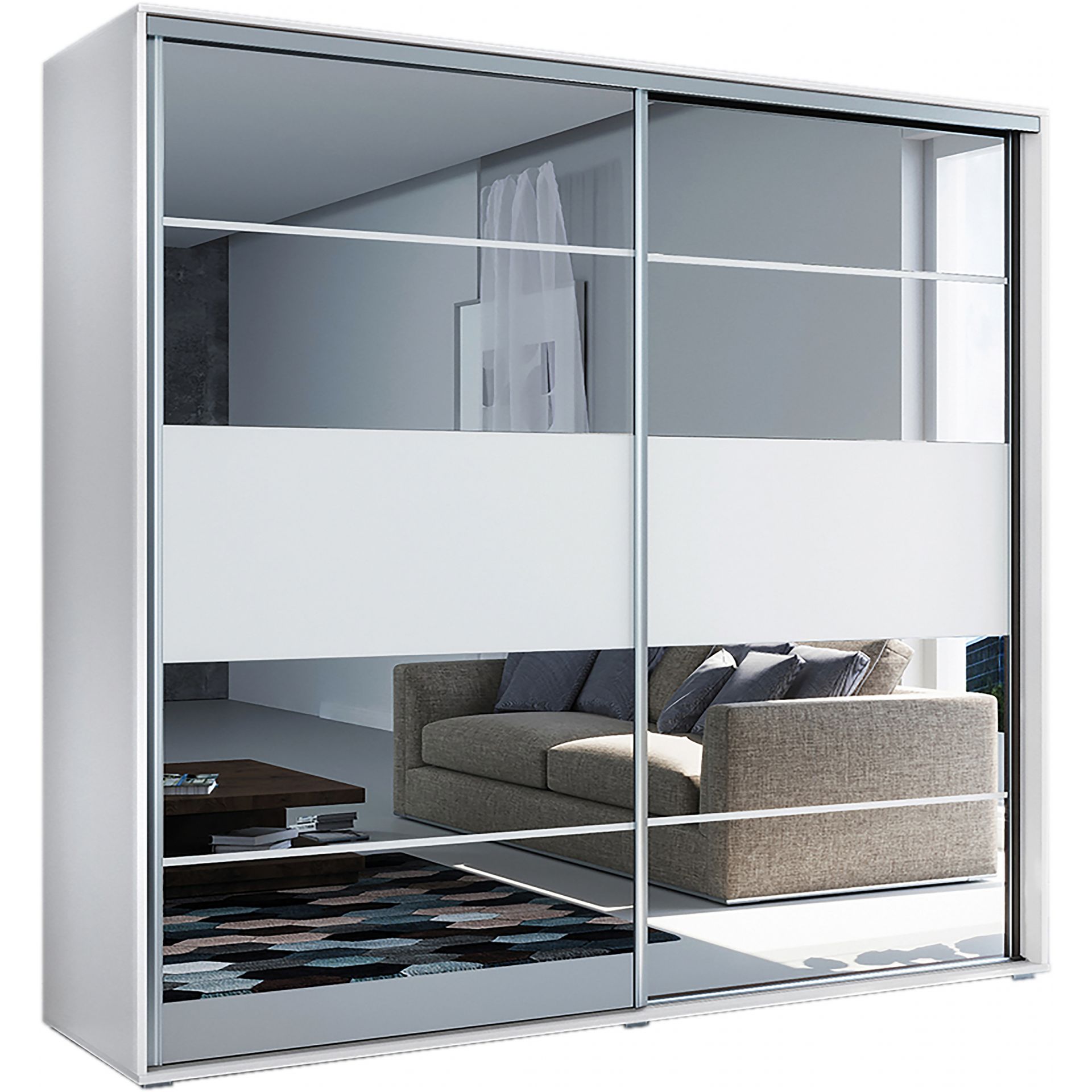 Szafa Przesuwna 200 z Lustrem A6 Skąpski Meble Sonoma, Sonoma, 215 cm