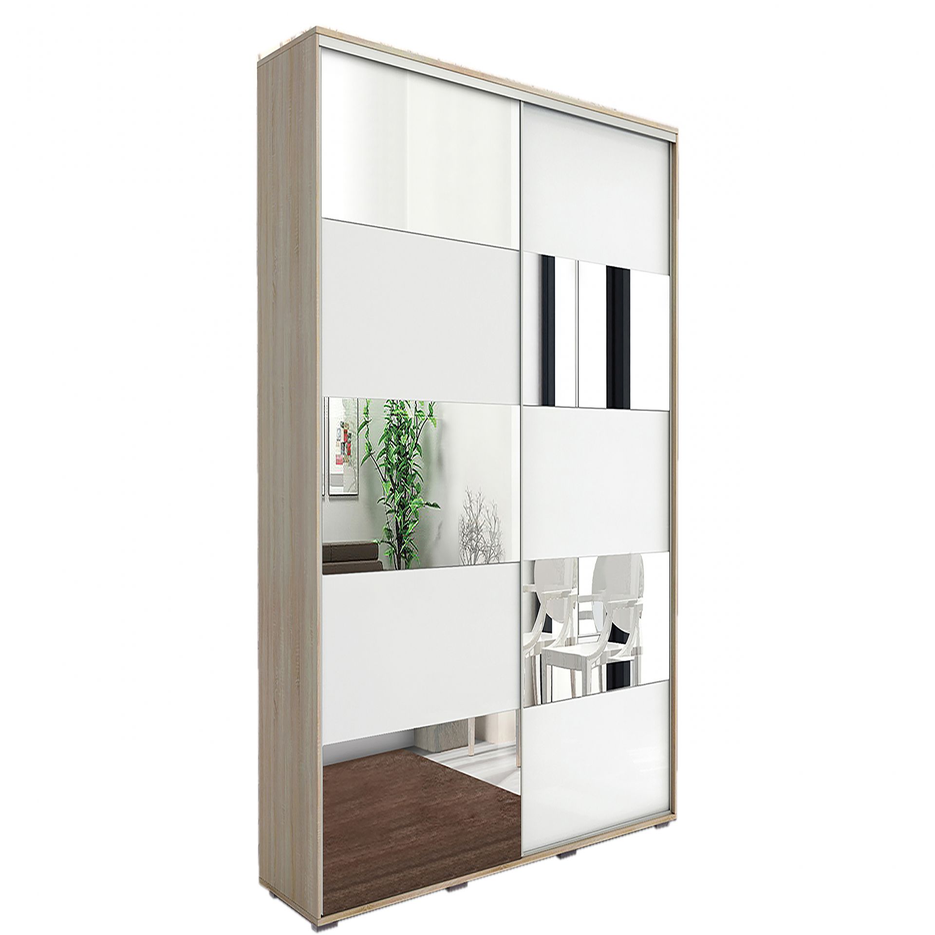 Szafa Przesuwna 100 A16 Skąpski Meble Biały, Biały, 215 cm
