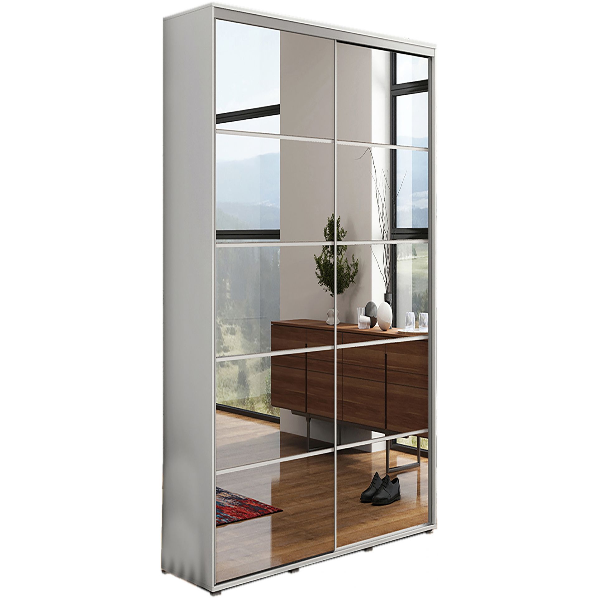 Szafa Przesuwna 100 z Lustrem A19 Skąpski Meble Sonoma, Craft Złoty, 245 cm