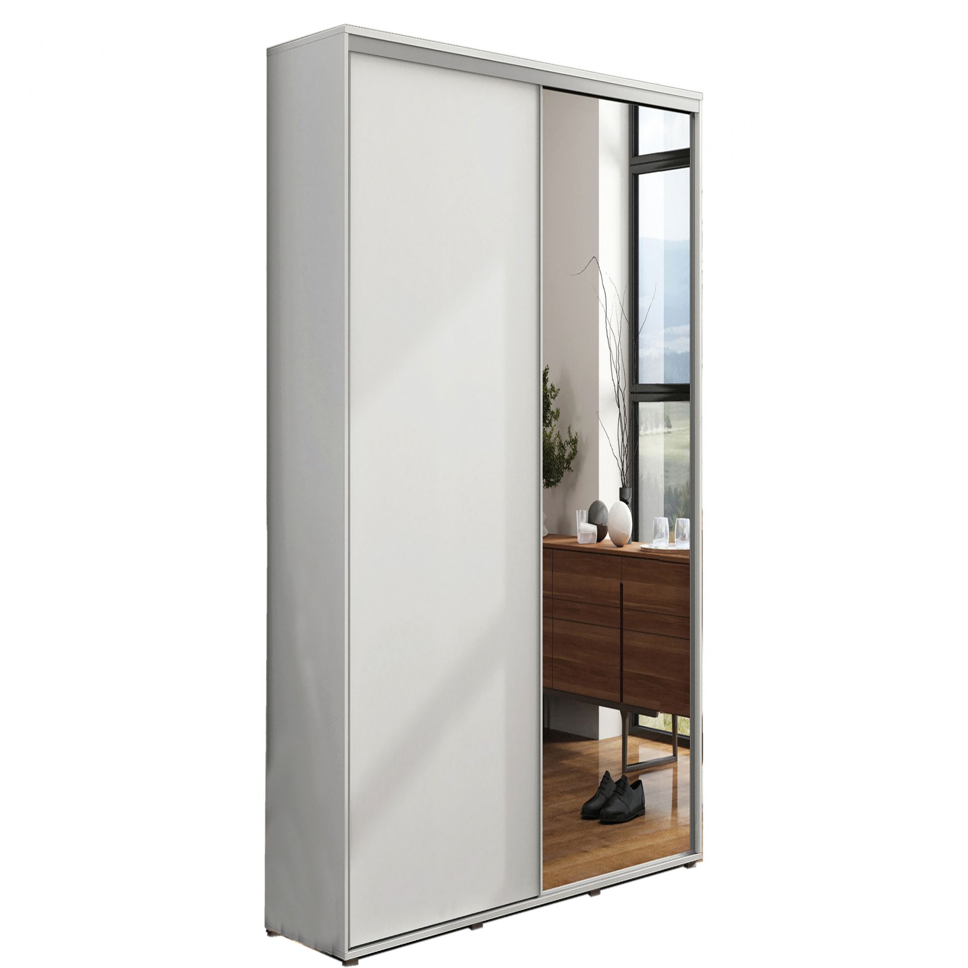 Szafa Przesuwna 100 z Lustrem A20 Skąpski Meble Craft Złoty, Biały, 245 cm