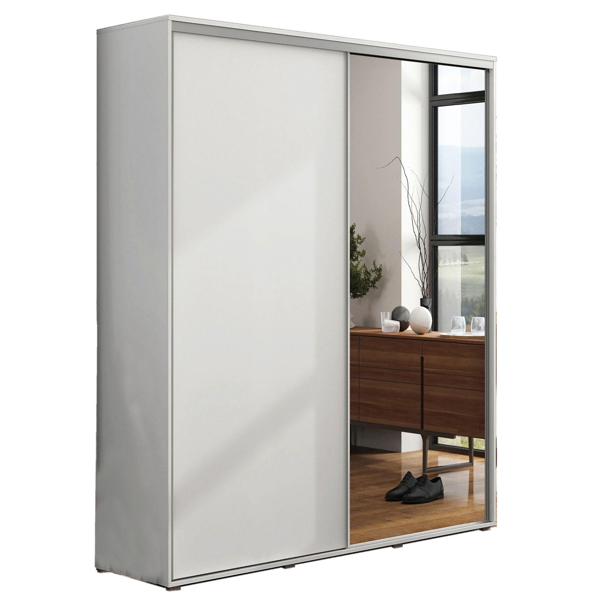 Szafa Przesuwna 150 z Lustrem A20 Skąpski Meble Craft Złoty, Grafit, 215 cm