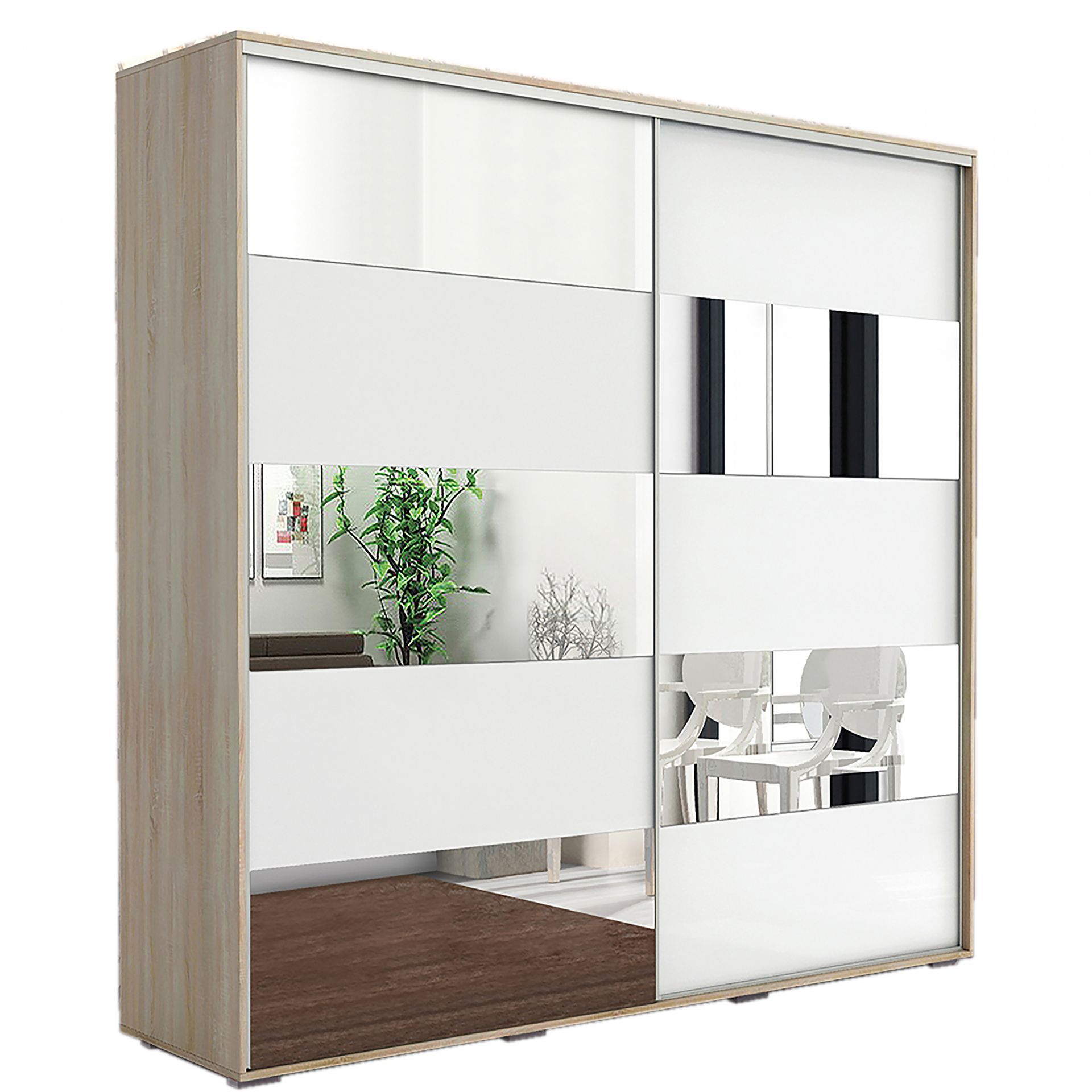 Szafa Przesuwna 175 A16 Skąpski Meble Biały, Craft Złoty, 215 cm