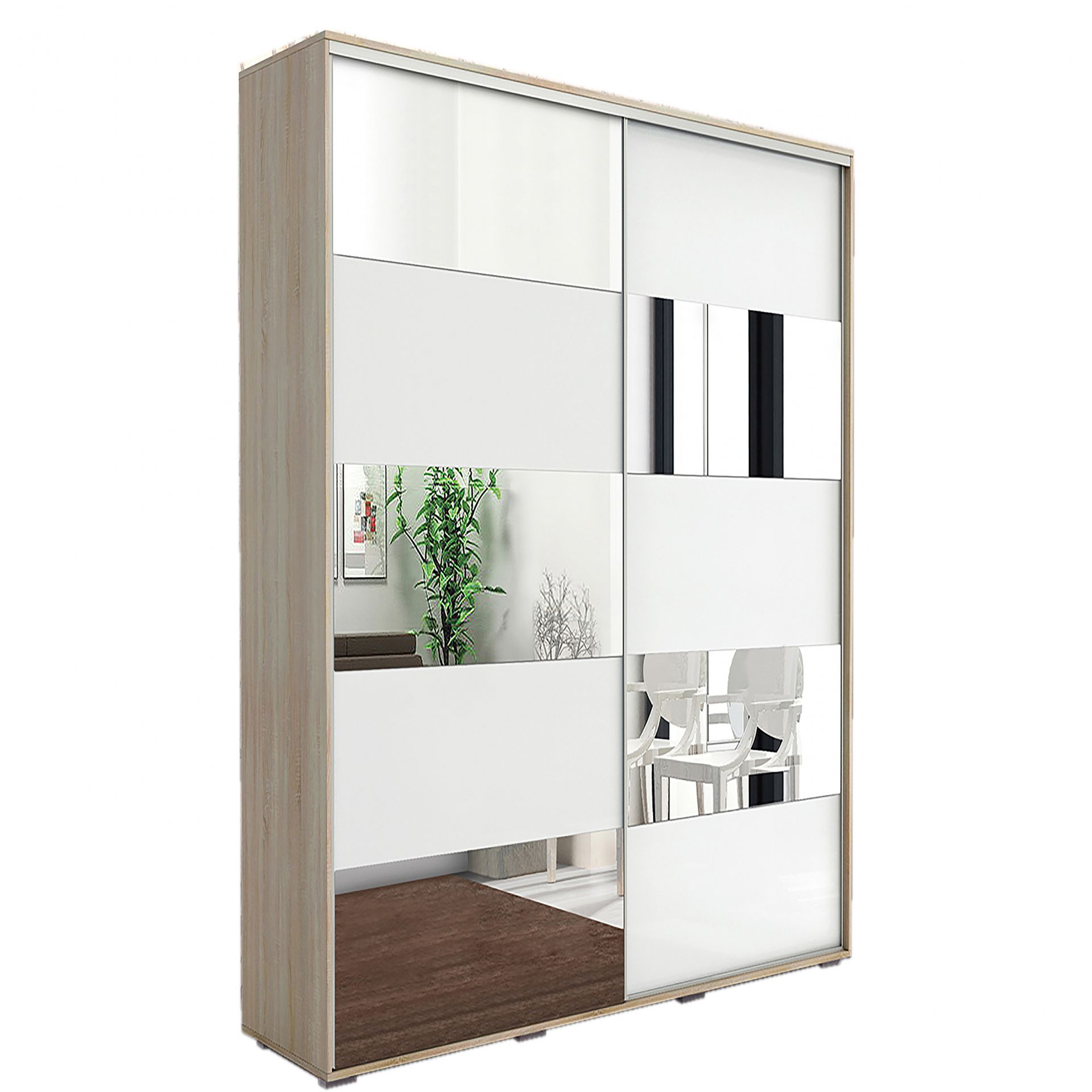 Szafa Przesuwna 125 A16 Skąpski Meble Biały, Grafit, 215 cm