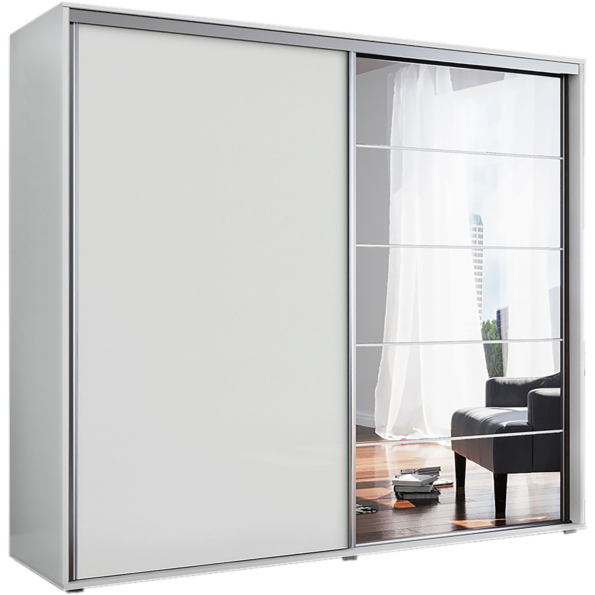 Szafa Przesuwna 230 z Lustrem A21 Skąpski Meble Craft Złoty, Biały, 245 cm