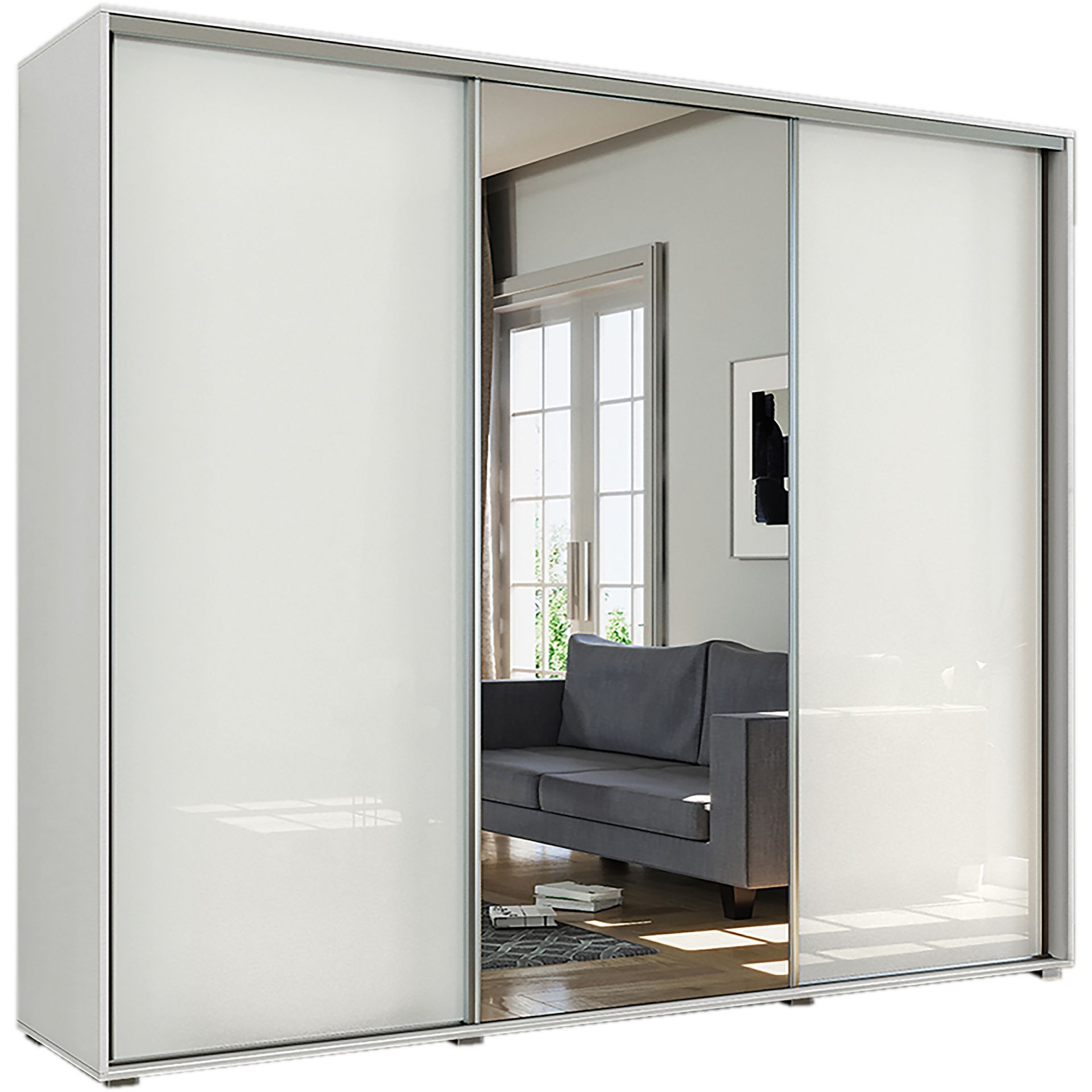 Szafa Przesuwna 250 z Lustrem A30 Skąpski Meble Biały Połysk, Czekolada