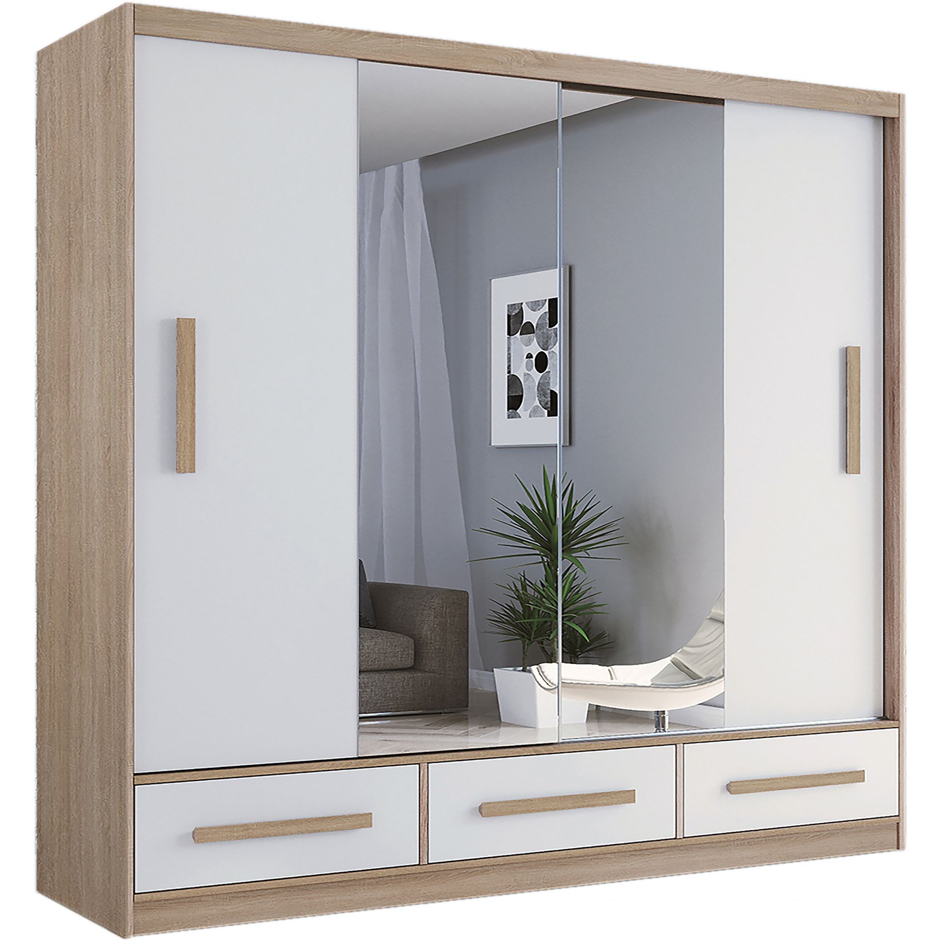 Szafa Przesuwna 203 z Lustrem C1 Skąpski Meble Sonoma, Sonoma