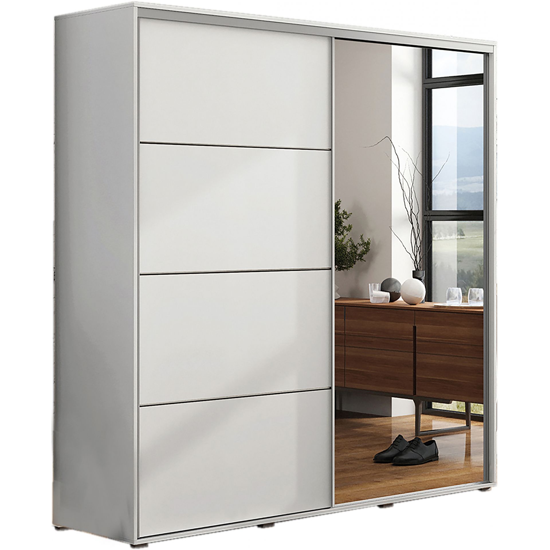 Szafa Przesuwna 175 z Lustrem A12 Skąpski Meble Craft Złoty, Craft Złoty, 245 cm