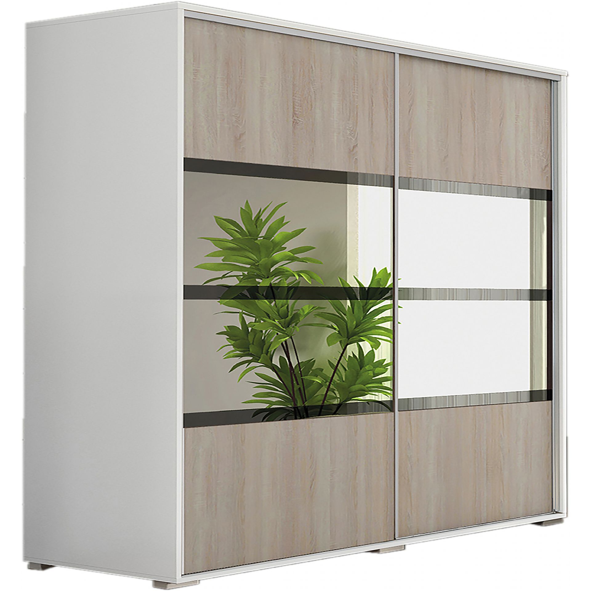 Szafa Przesuwna 200 z Lustrem A9 Skąpski Meble Czekolada, Czekolada, 215 Cm, Biały