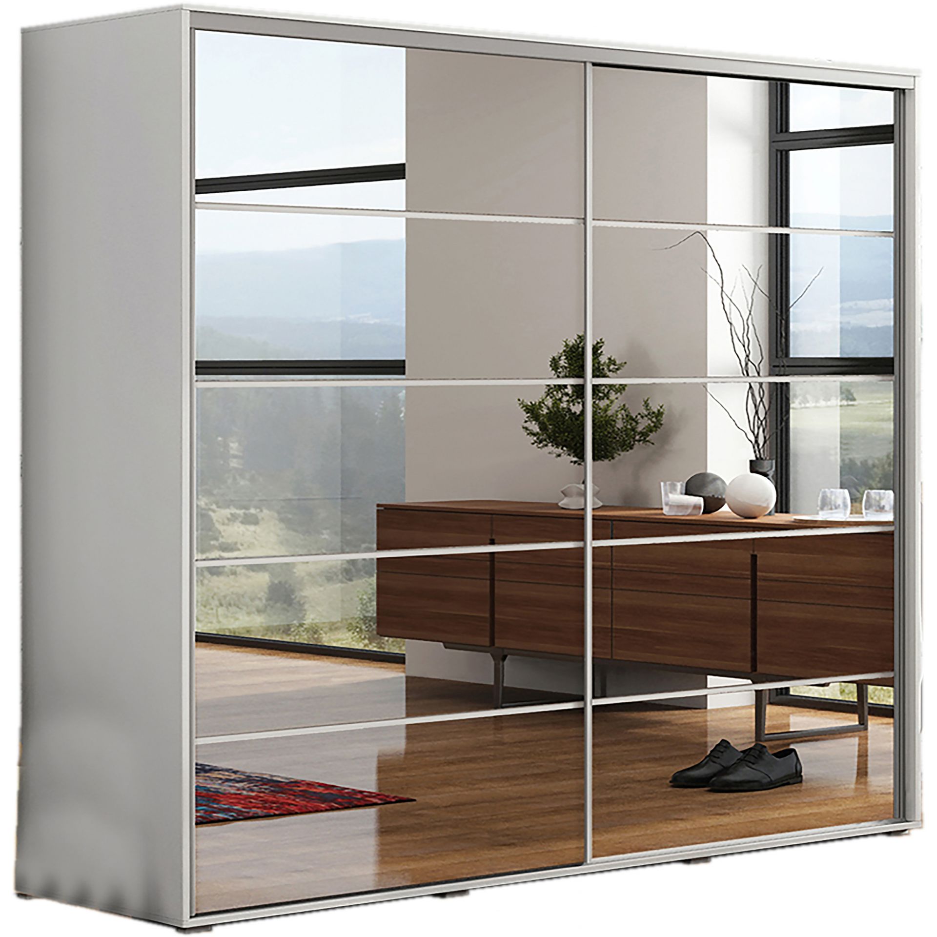 Szafa Przesuwna 230 z Lustrem A19 Skąpski Meble Czekolada, Czekolada, 245 cm