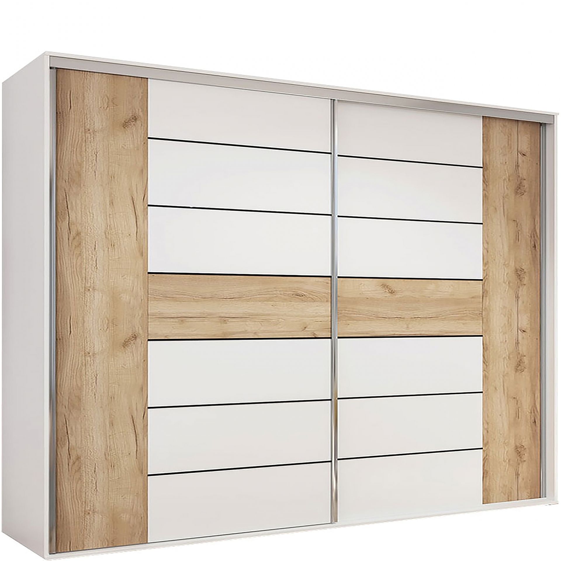 Szafa Przesuwna 230 A18 Skąpski Meble Biały, Craft Złoty, 215 cm