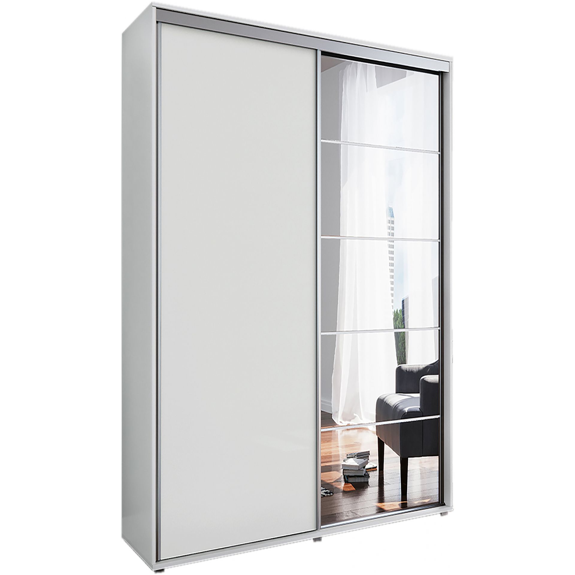 Szafa Przesuwna 125 z Lustrem A21 Skąpski Meble Craft Złoty, Biały, 245 cm