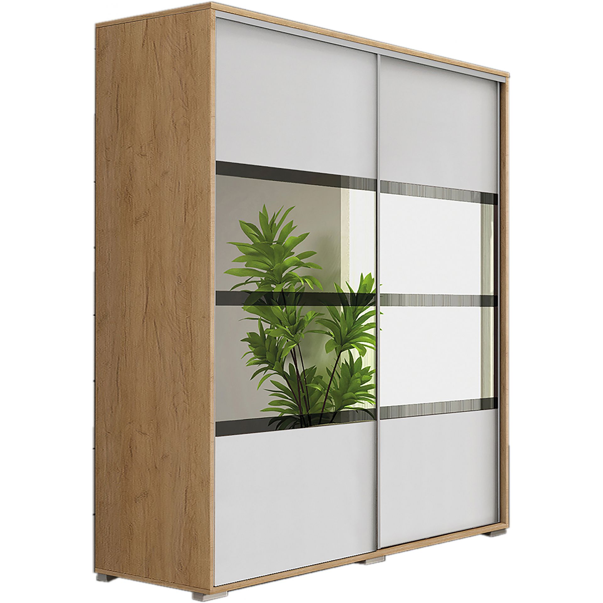 Szafa Przesuwna 150 z Lustrem A9 Skąpski Meble Craft Złoty, Grafit, 245 Cm, Biały