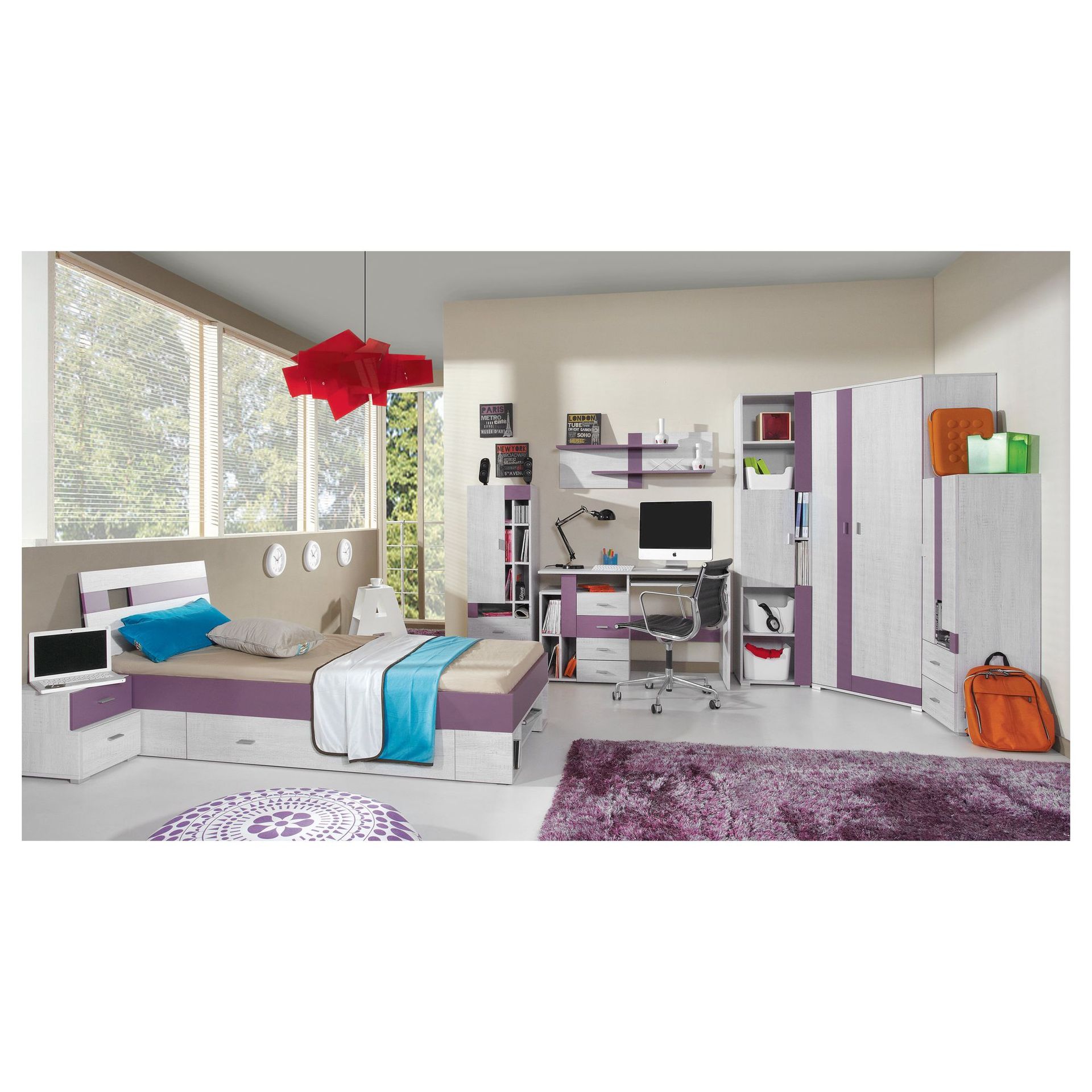 Zestaw Mebli Młodzieżowych B Next Meblar Sosna Bielona / Earth