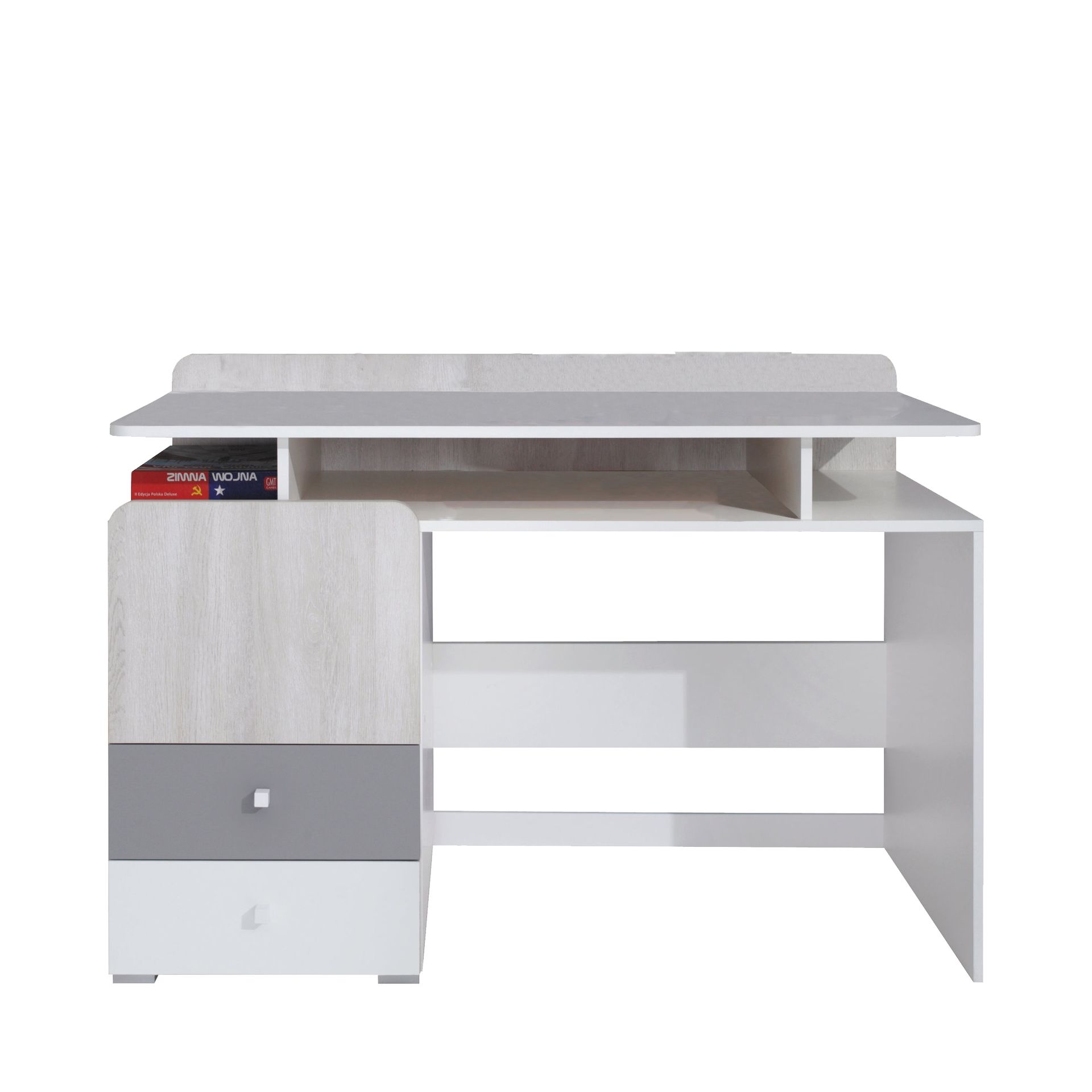 Biurko CM9 Como Meblar Biały Lux, Dąb Wilton Biały, Szary