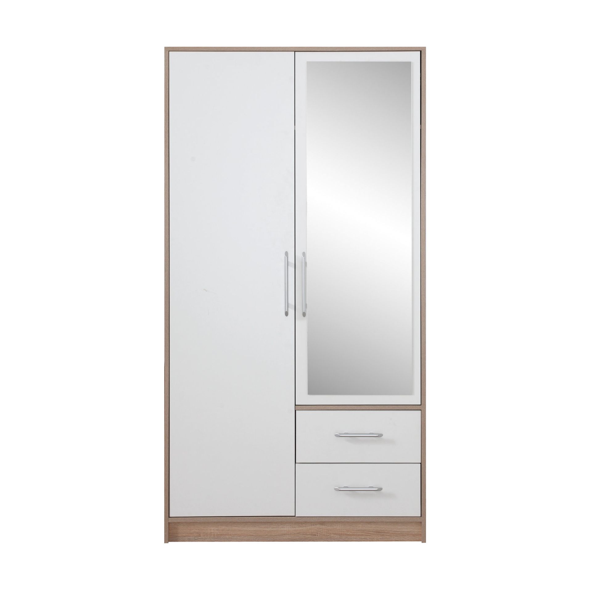 Szafa 2D Biała z Lustrem SRL3 Smart Meblar Biały Lux, Dąb Sonoma