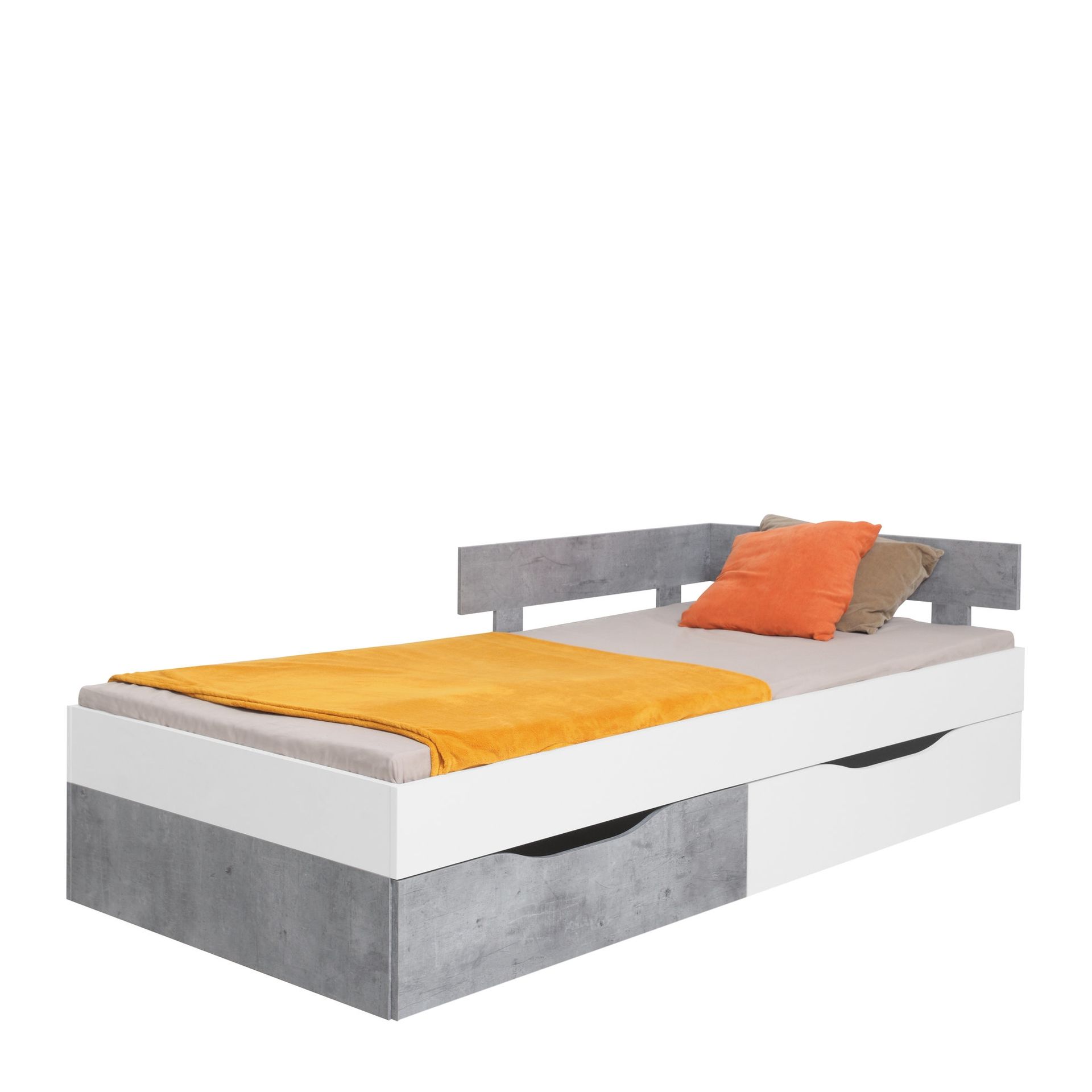 Łóżko 120 x 200 SI16 Sigma Meblar Biały Lux / Beton