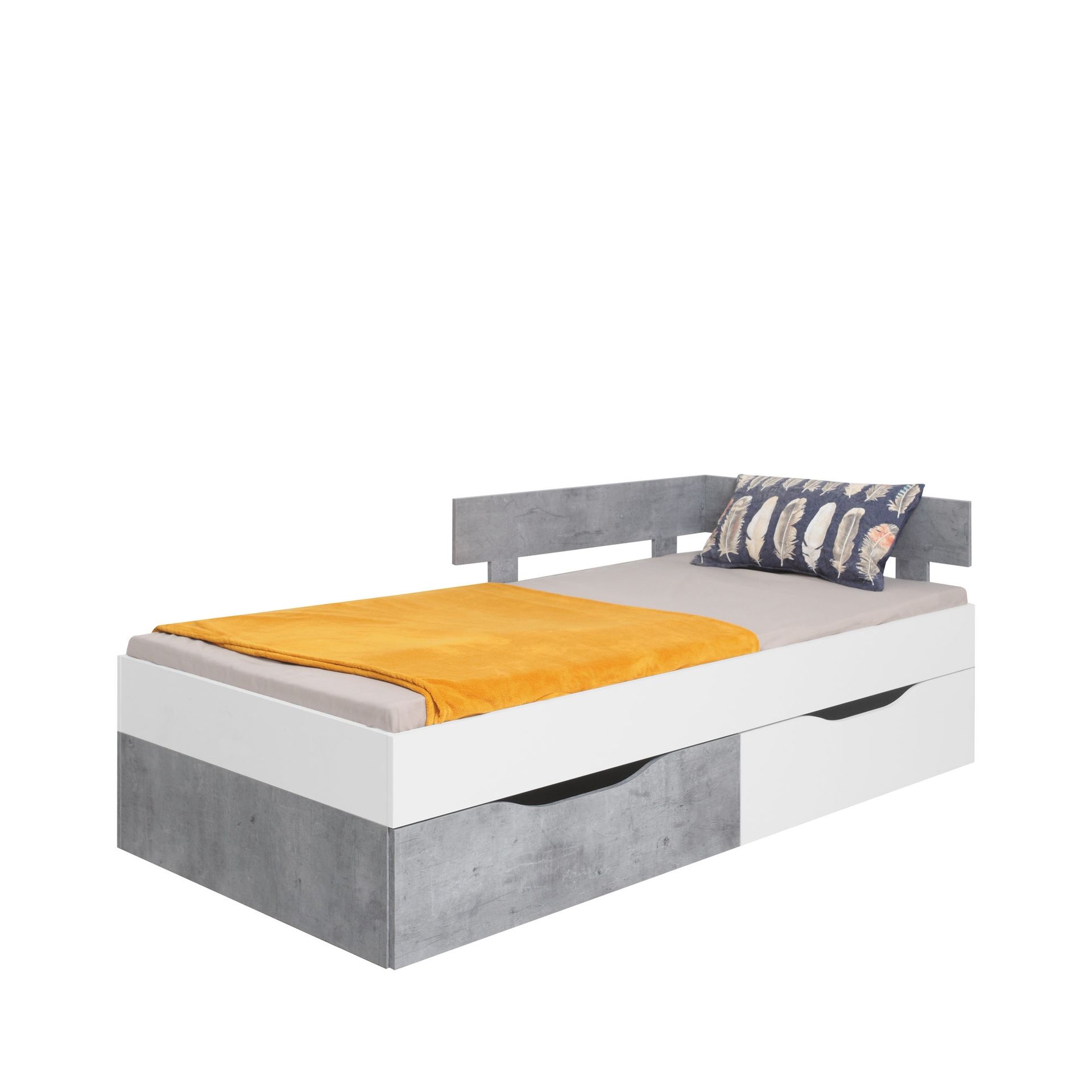 Łóżko 90 x 200 SI15 Sigma Meblar Biały Lux / Beton