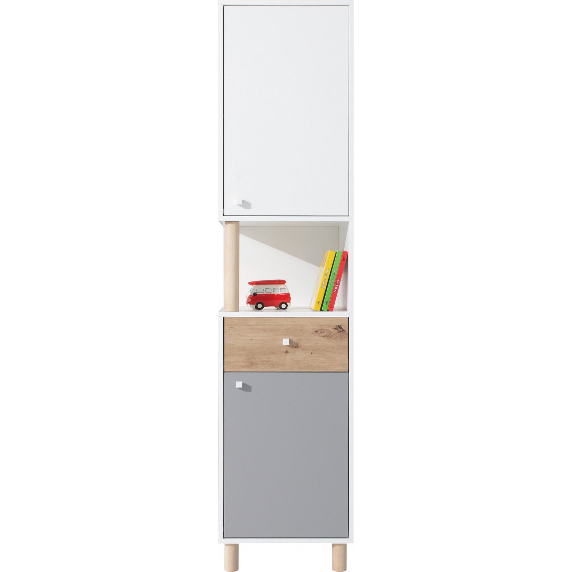Szafka FR5 Faro Meblar Biały Lux, Dąb Artisan, Szary