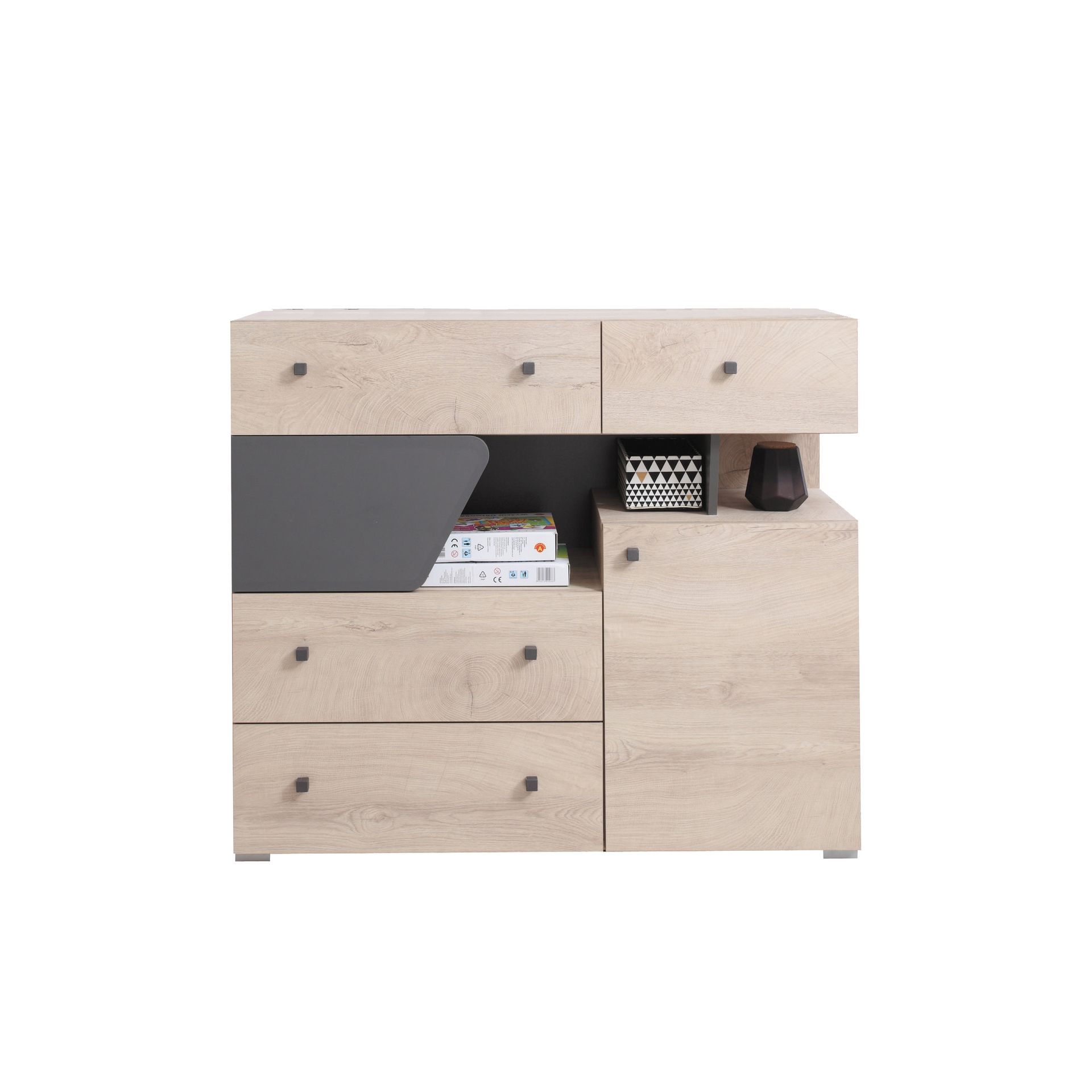 Komoda DL11 Delta Meblar Dąb, Antracyt