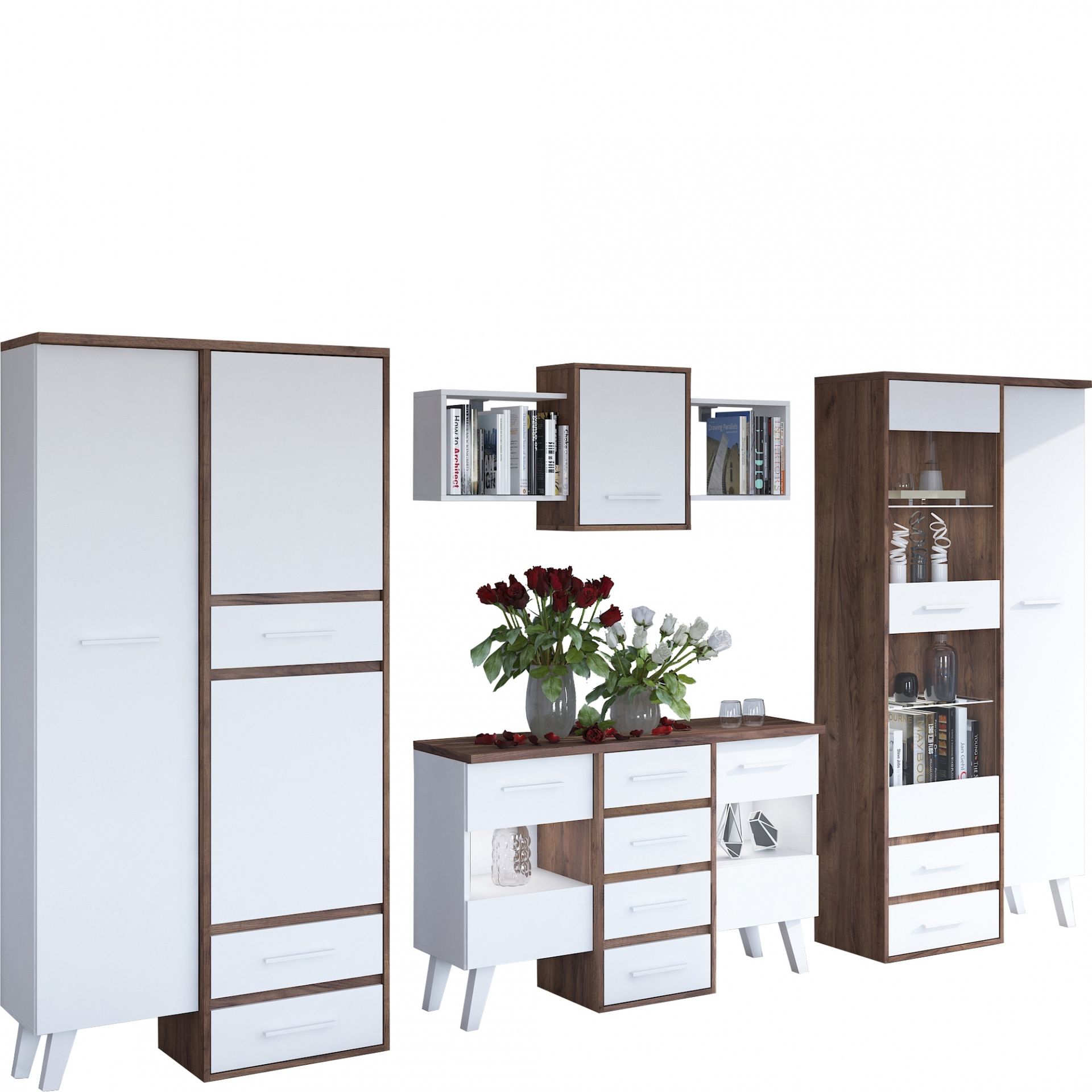 Meblościanka 5 Nordis MebloCross Dąb Artisan / Biały Mat