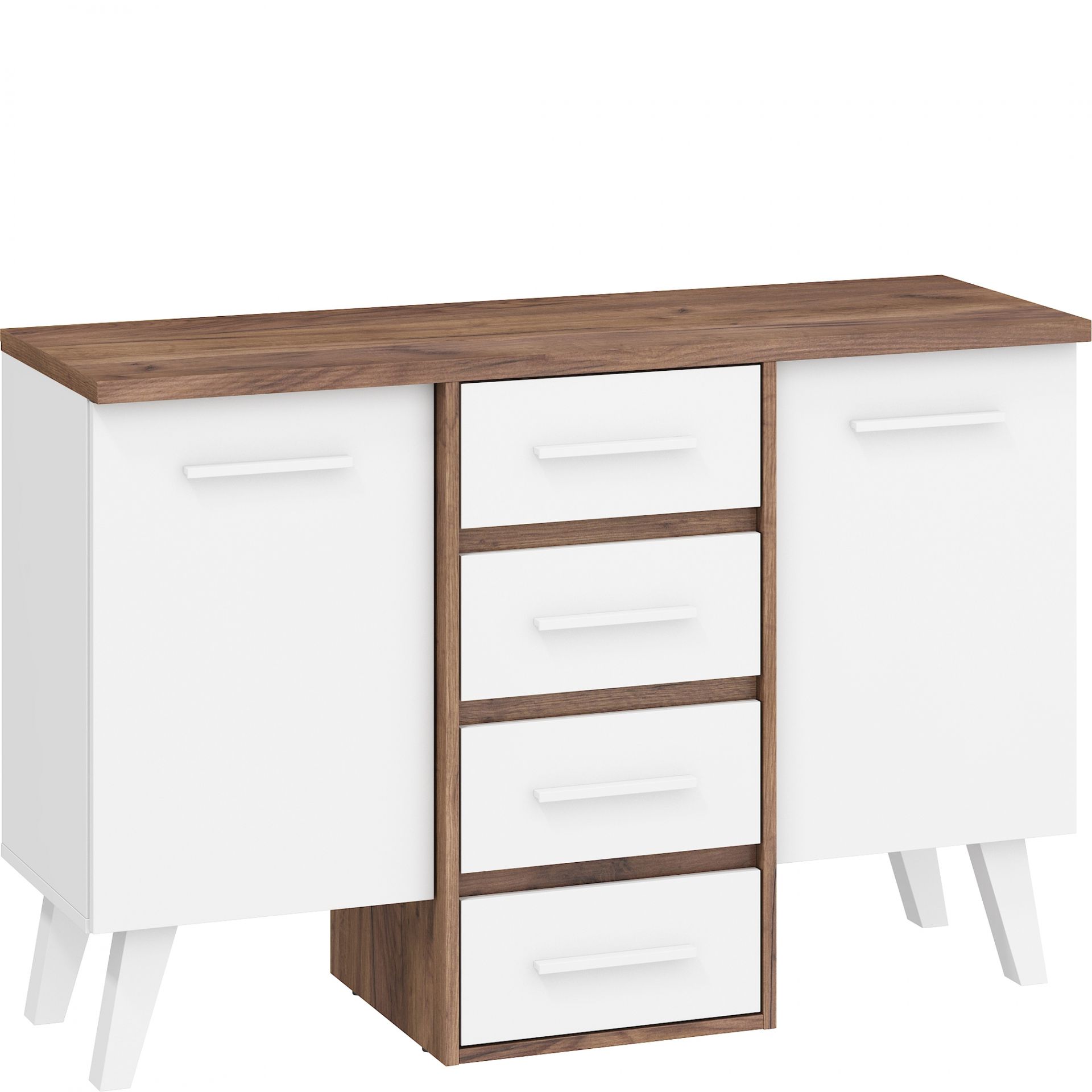 Komoda 2D4S NOR-04 Nordis MebloCross Sonoma Jasna / Biały Mat