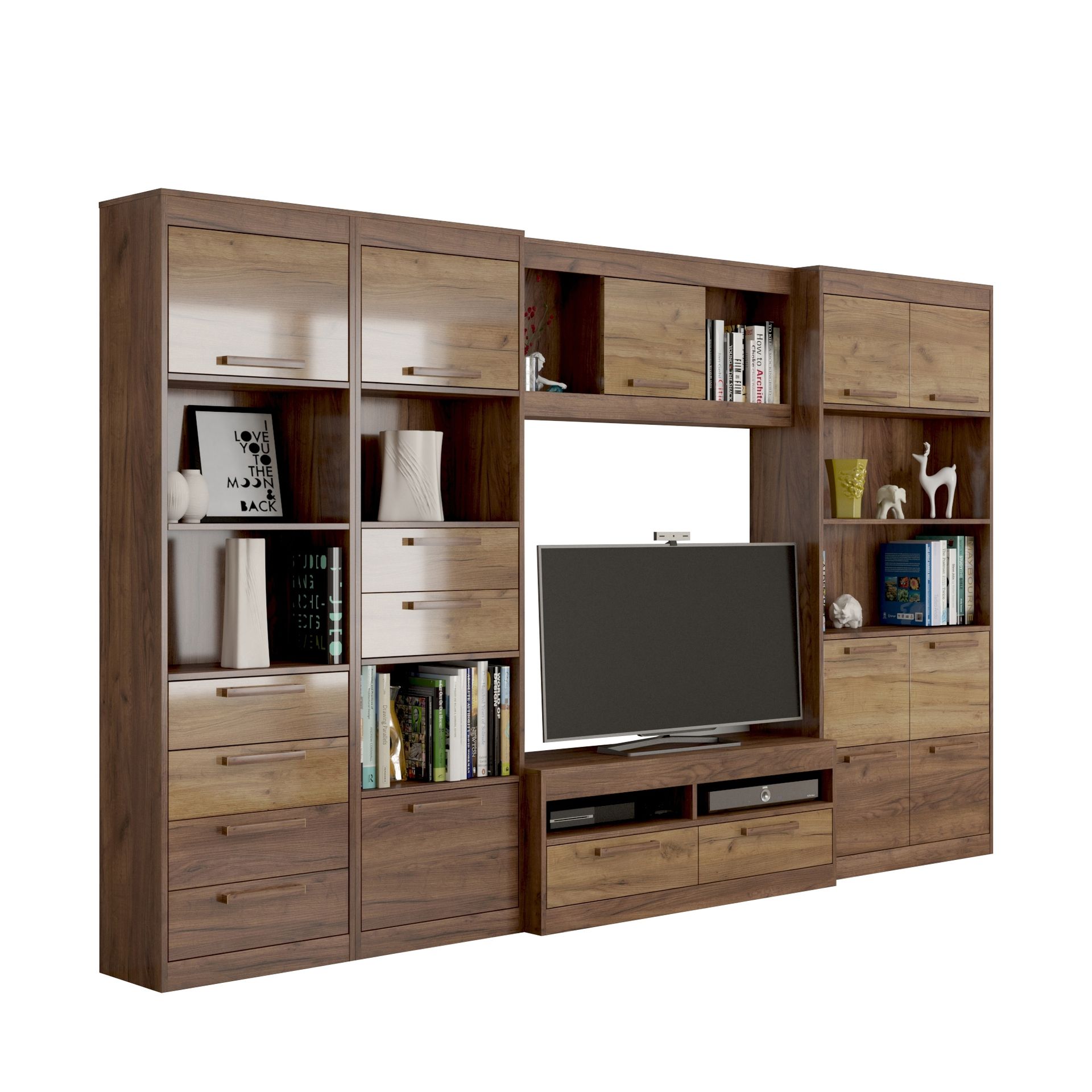 Meblościanka 3 Maximus MebloCross Dąb Artisan / Biały Połysk