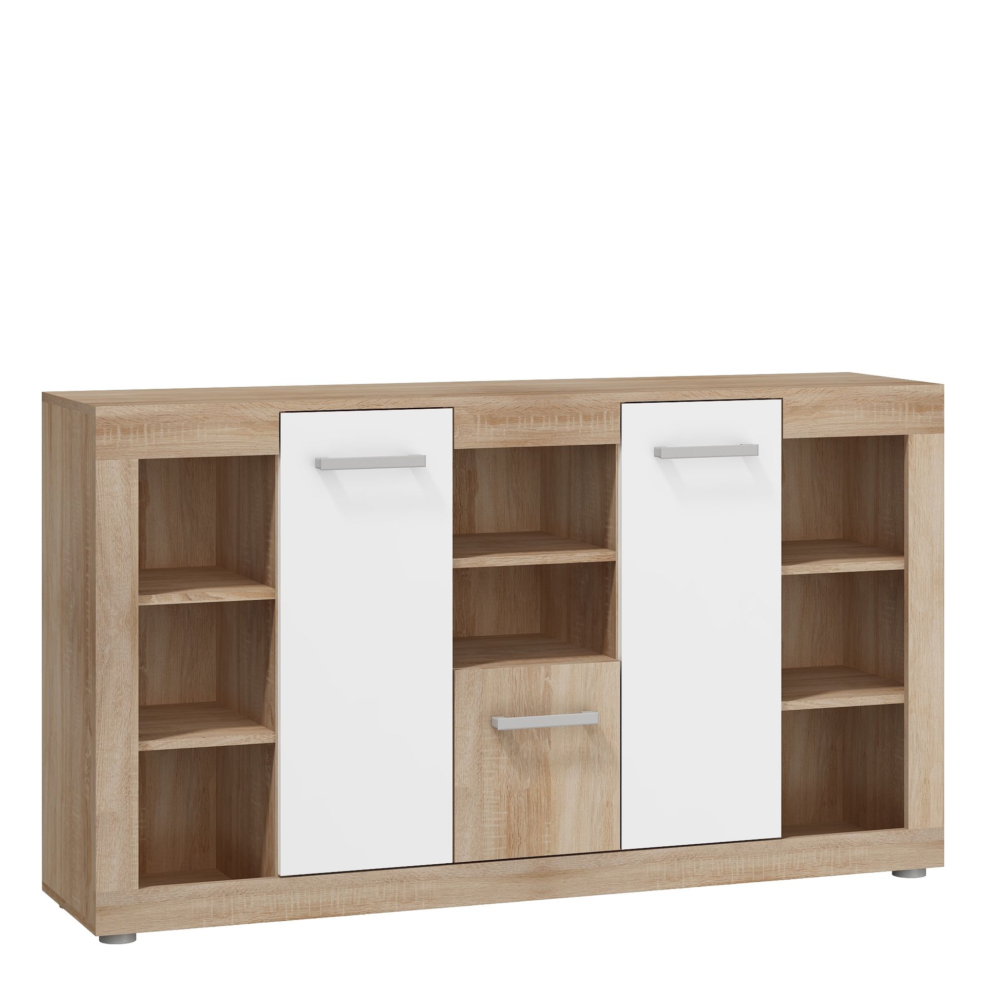 Komoda Duża VIK-01 Viki MebloCross Sonoma Jasna / Biały Połysk