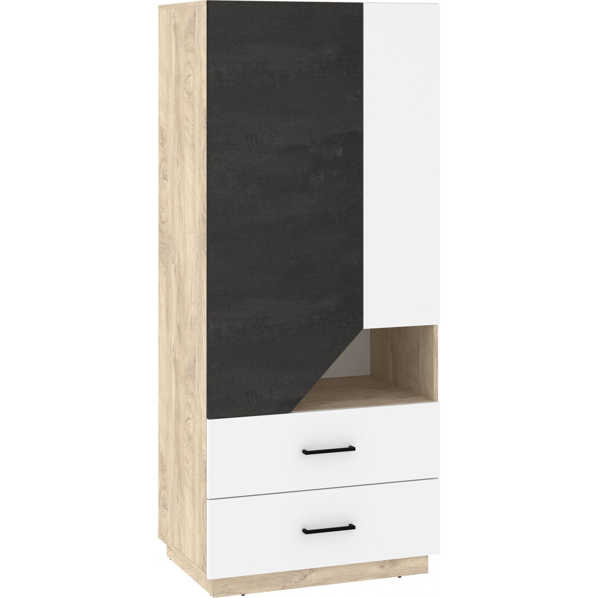 Szafa 80 2D2S PAX-22 Pax MebloCross Dąb Endgrain / Biały / Beton Czarny