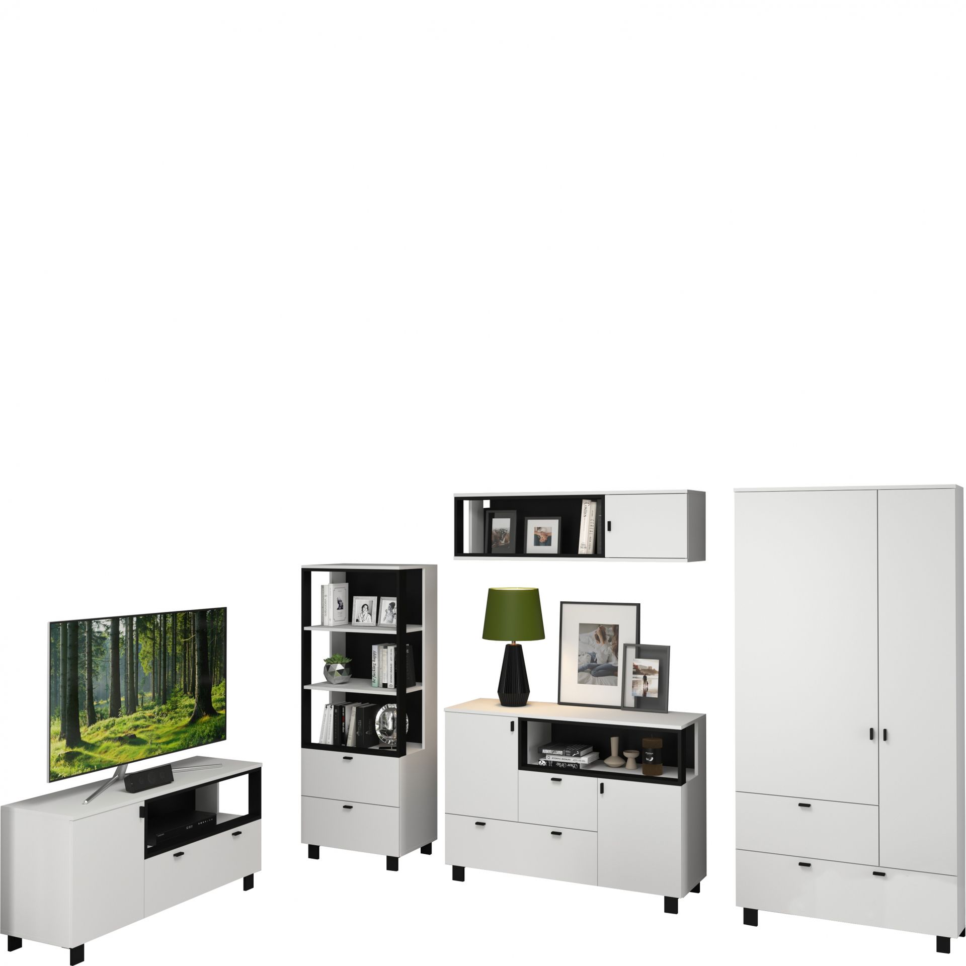 Zestaw Mebli do Salonu 4 Vegas MebloCross Dąb Endgrain / Czarny Mat