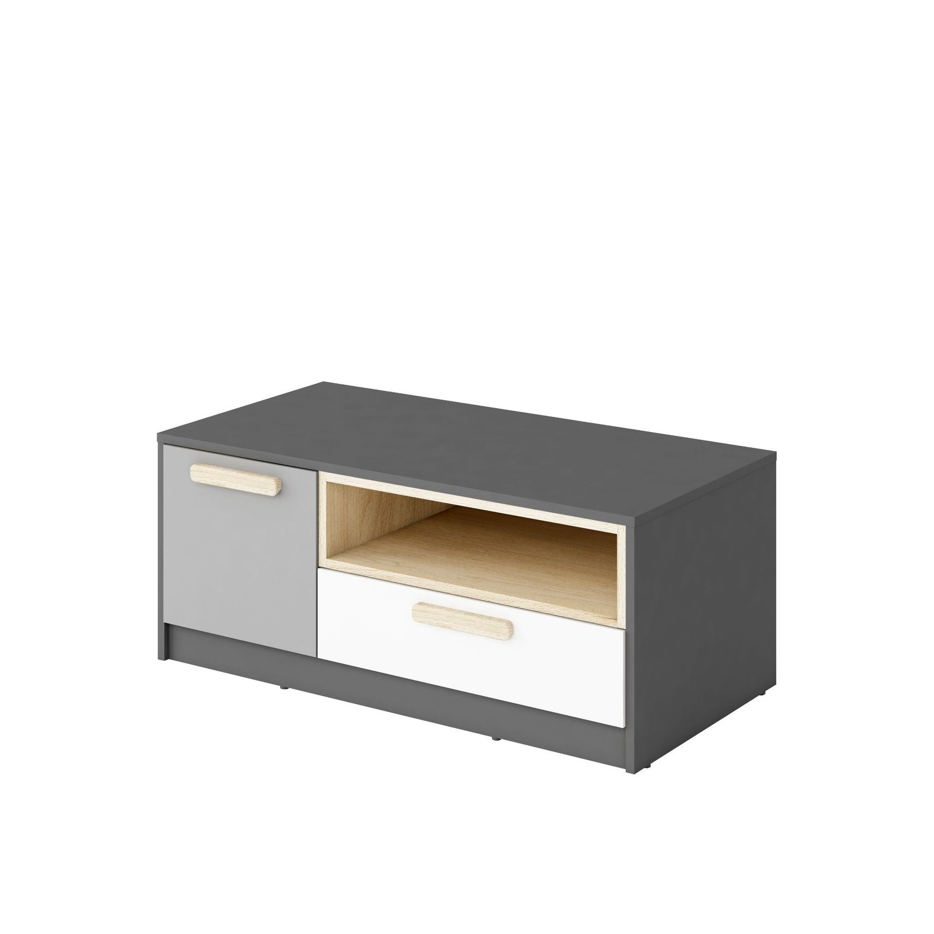 Szafka RTV PO-11 Pok Lenart Biały, Jasny Szary, Buk Ibsen, Grafit