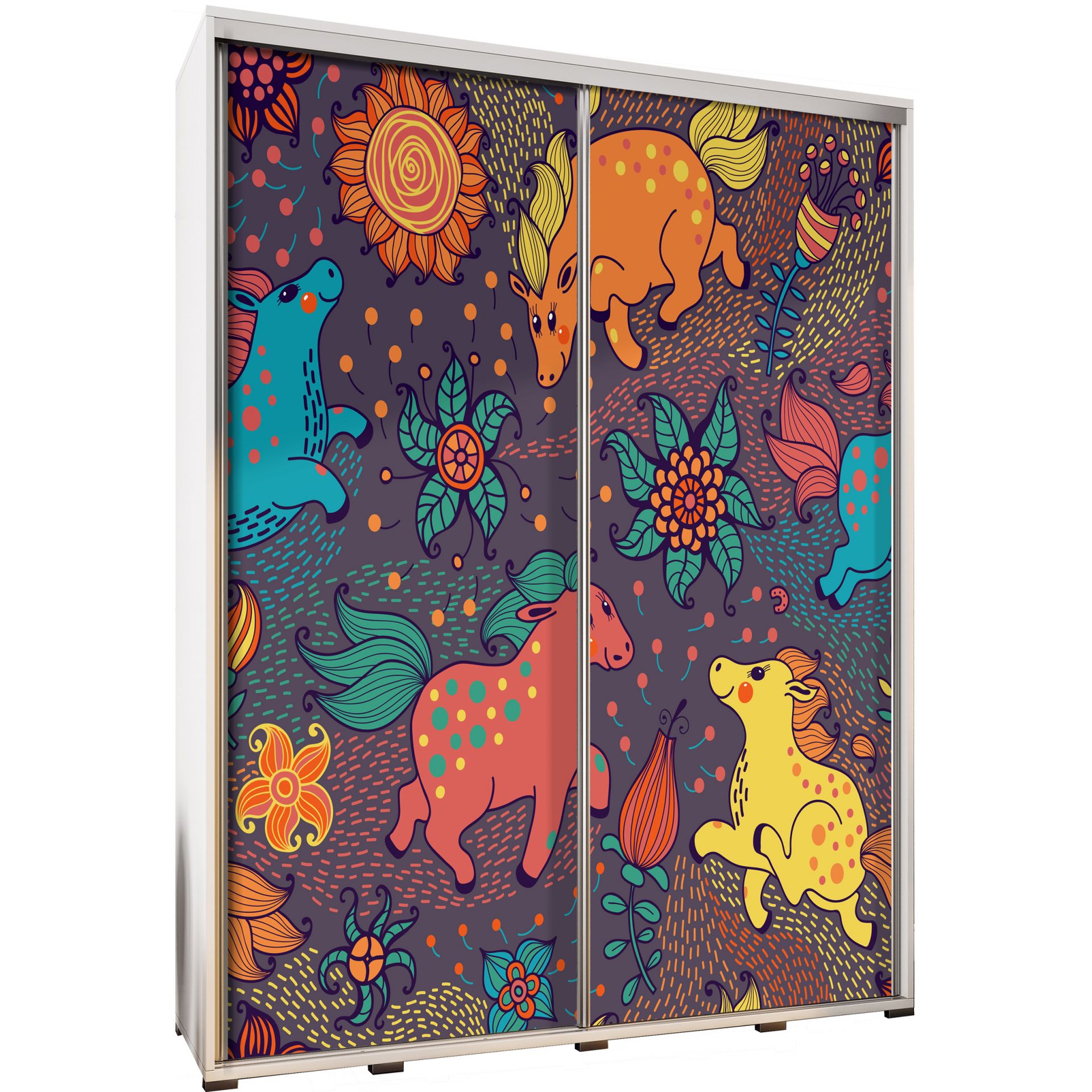 Szafa 155 z Grafiką Koniki Penelopa Maridex Biały Mat